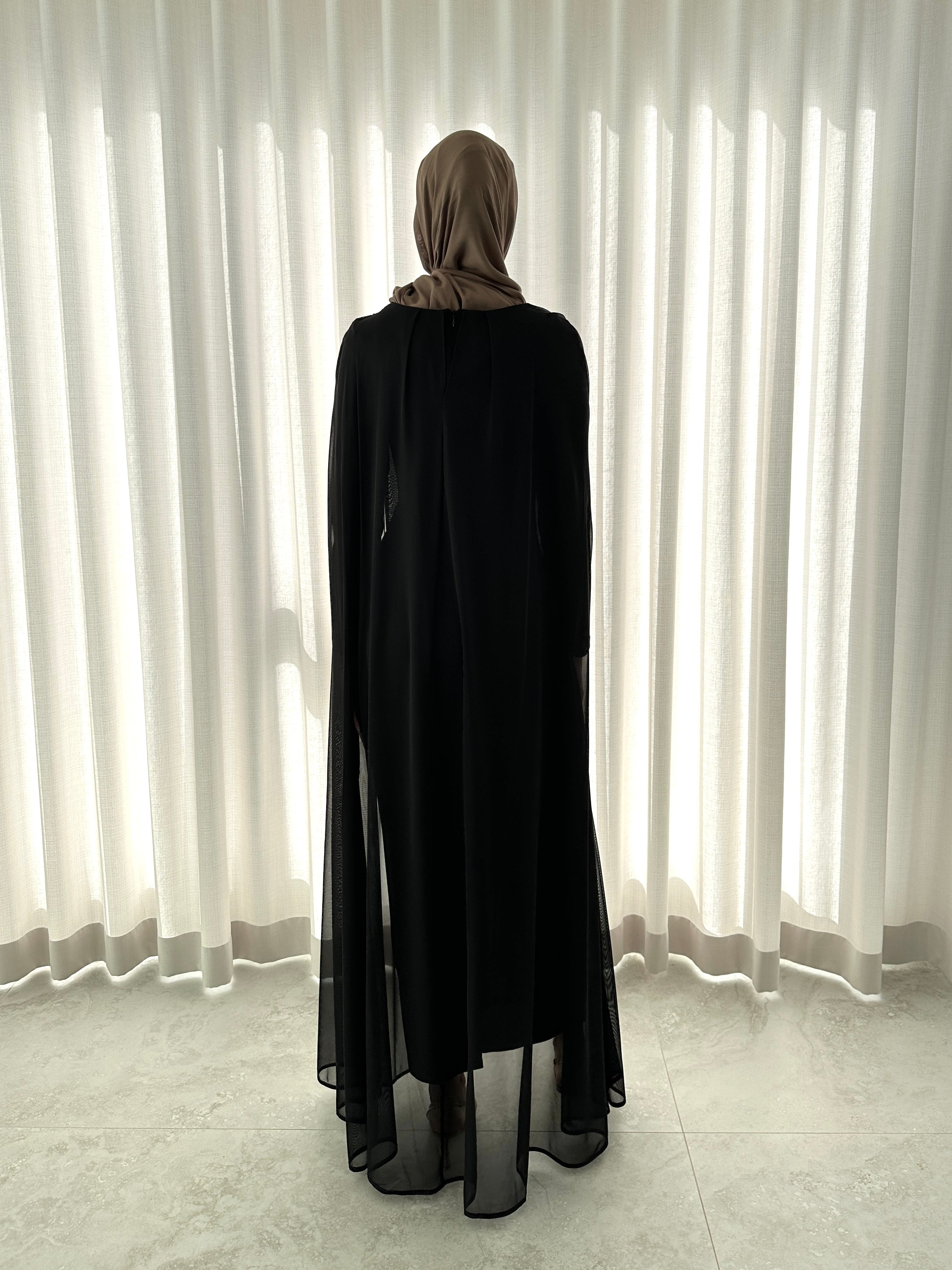 DALAL CAPE FORMAL DRESS- BLACK