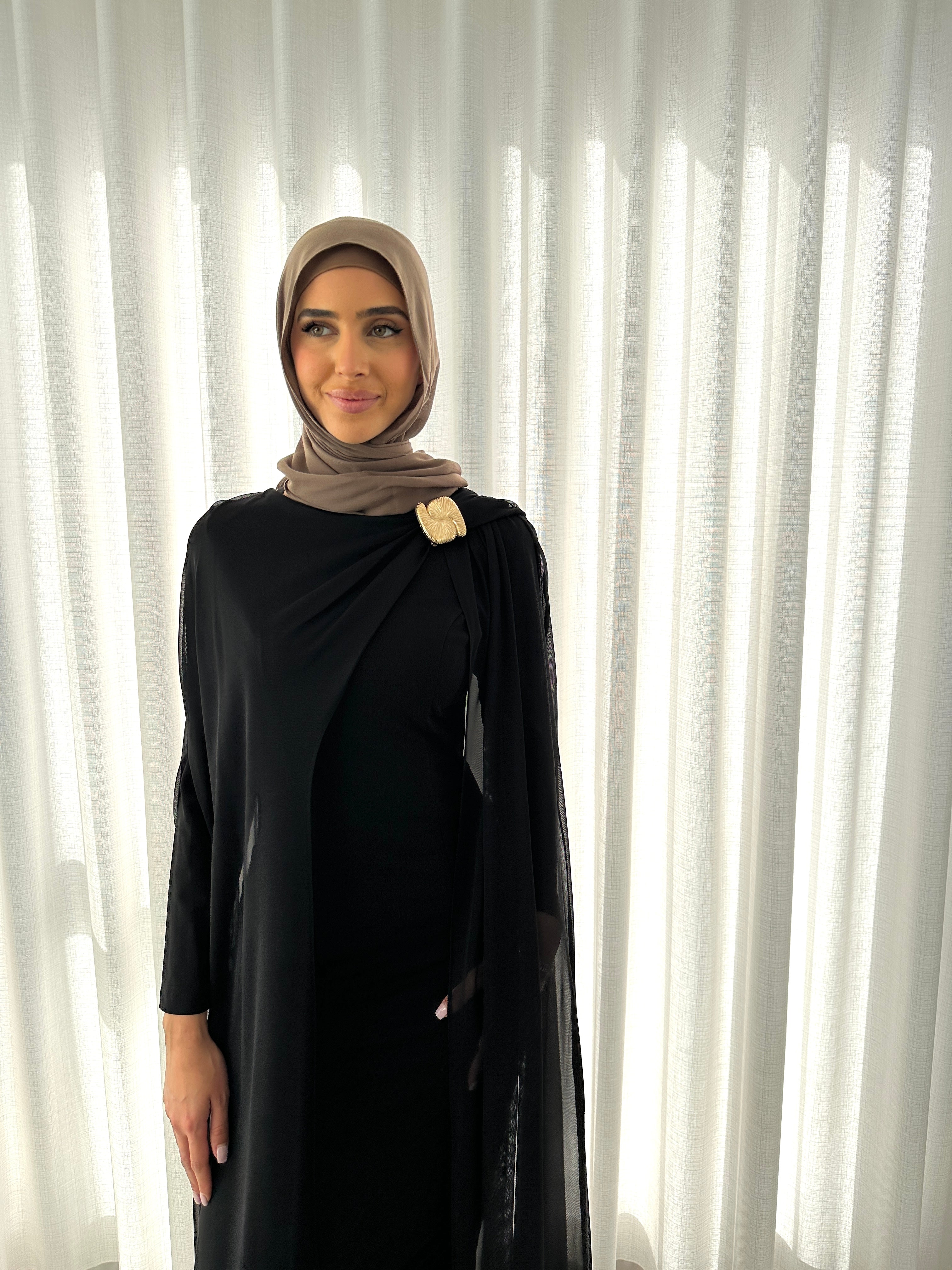 DALAL CAPE FORMAL DRESS- BLACK