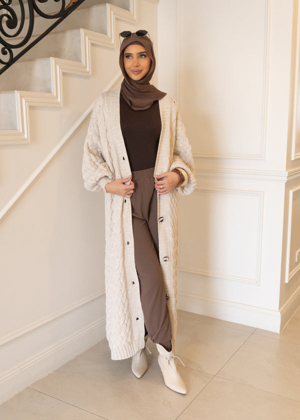 SAFAA CABLE STITCH CARDIGAN