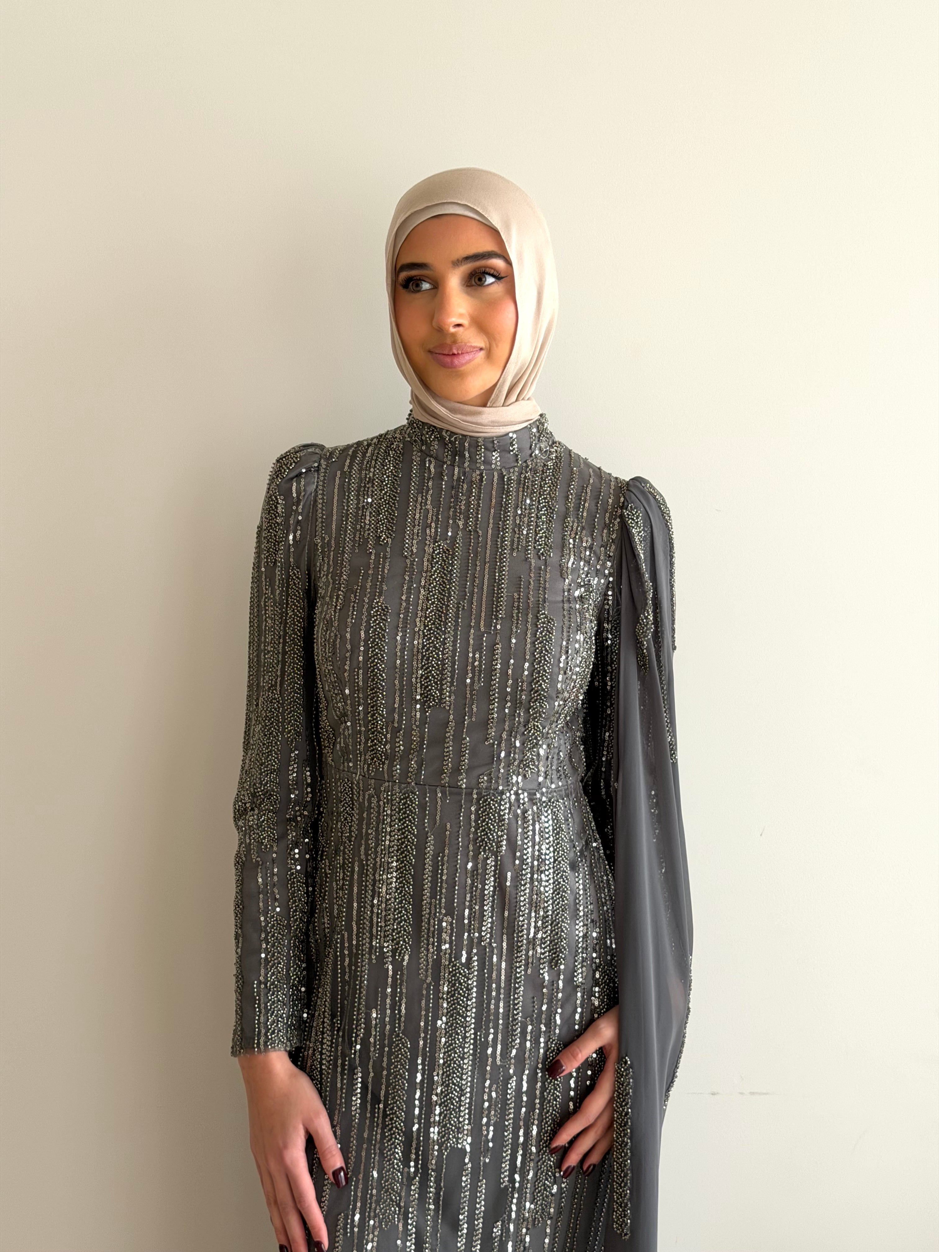 ELLEN SEQUINS FORMAL  DRESS- GUNMETAL