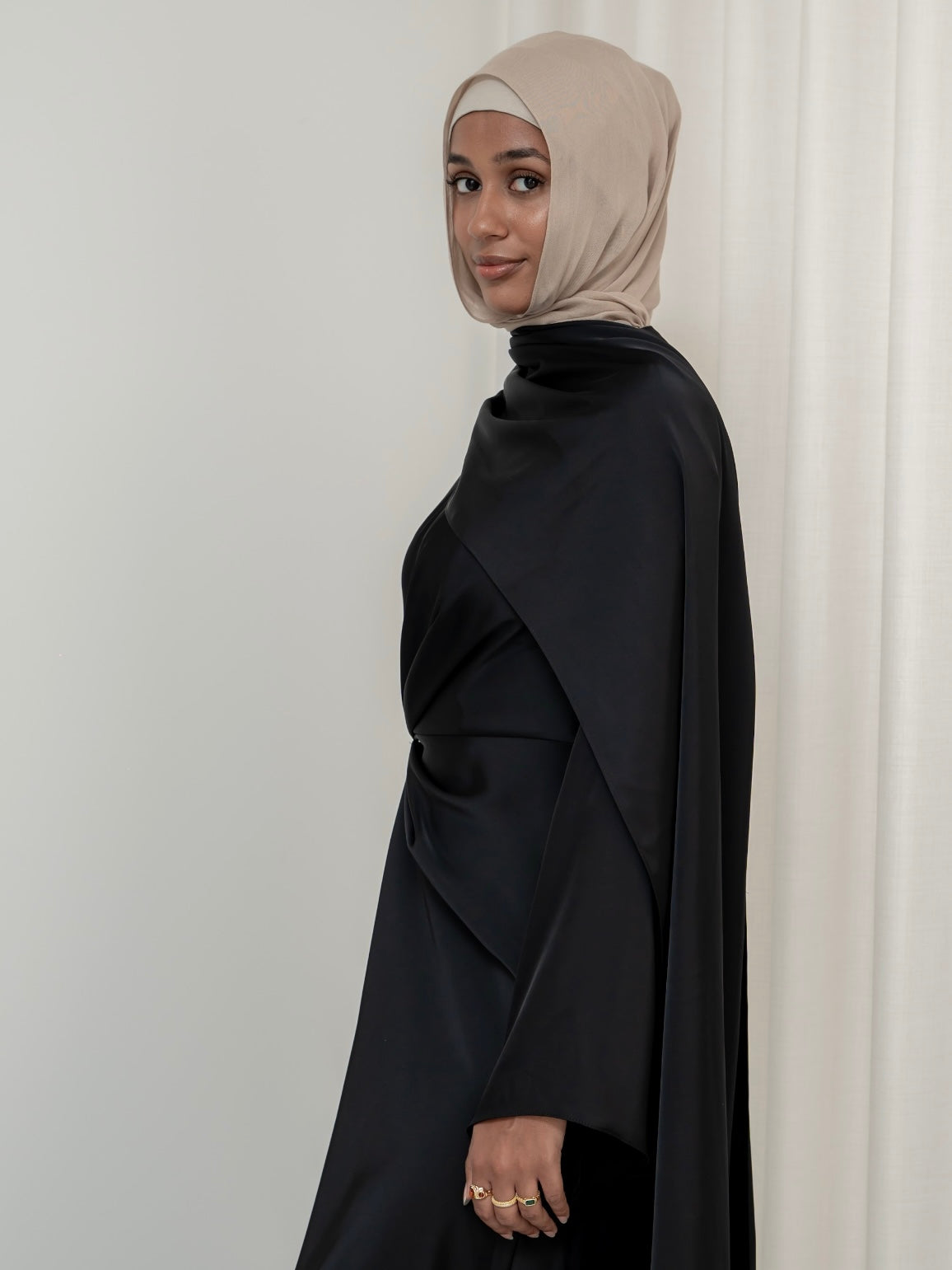 AURORA DRAPE FORMAL DRESS- BLACK