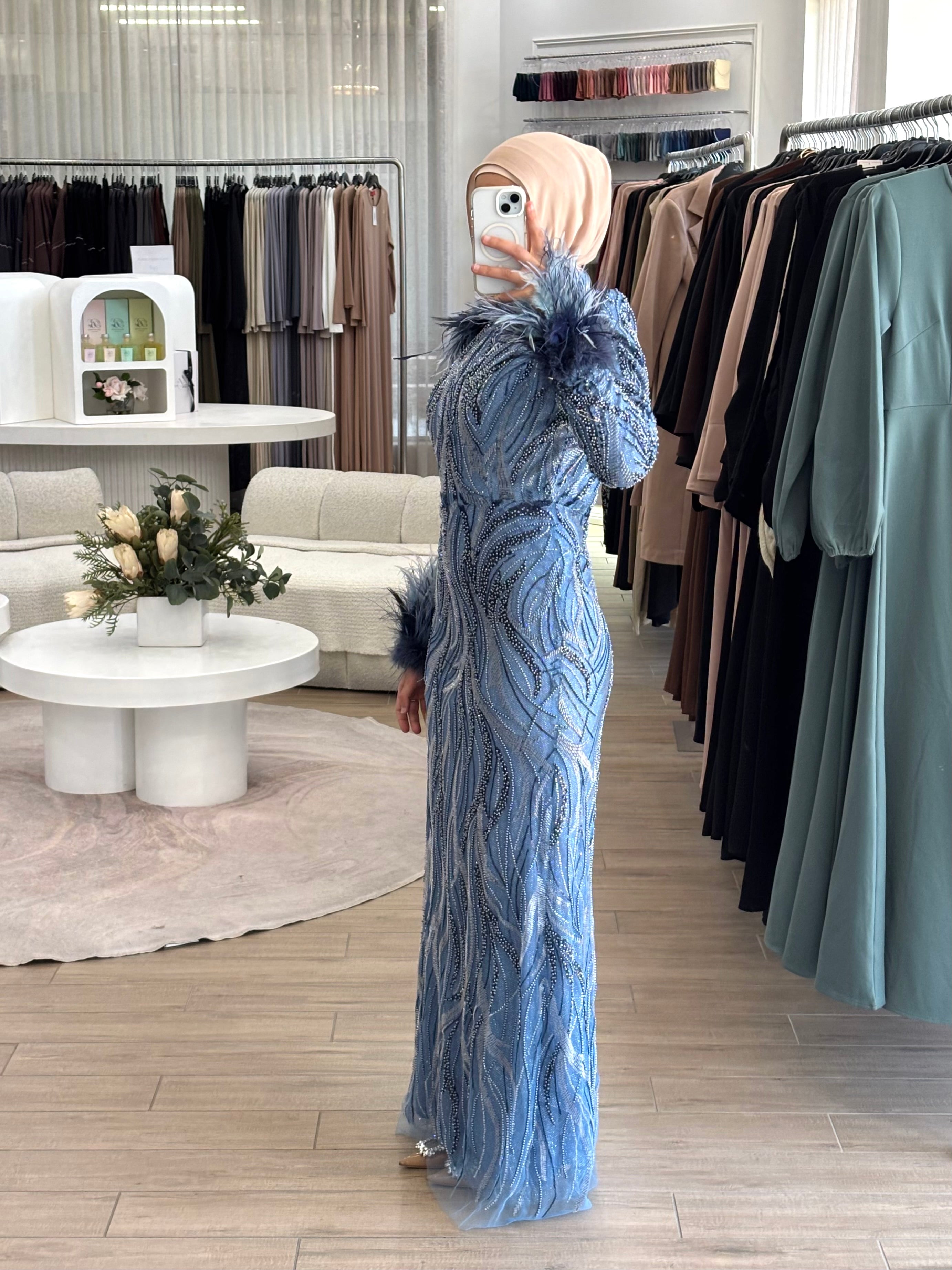 ESTELLE BEADED FORMAL GOWN- SAPPHIRE