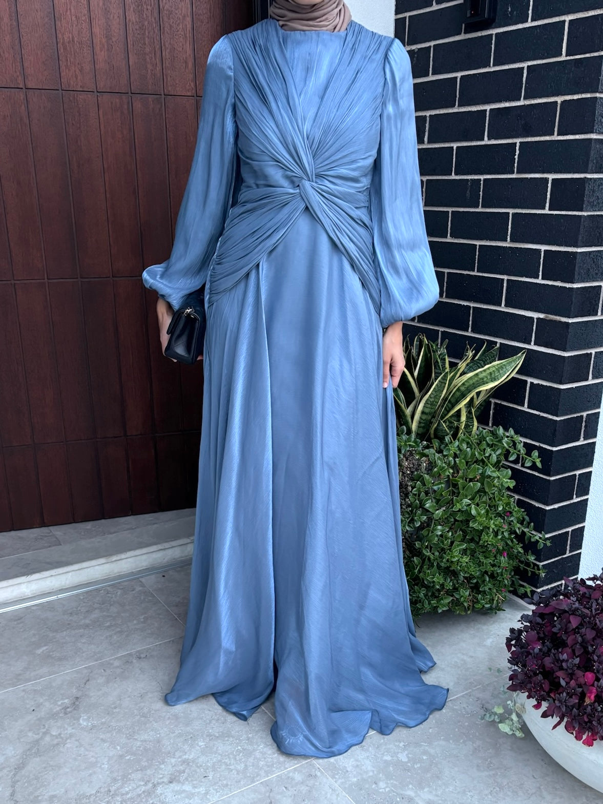 NOUR TWIST DRESS- BLUE