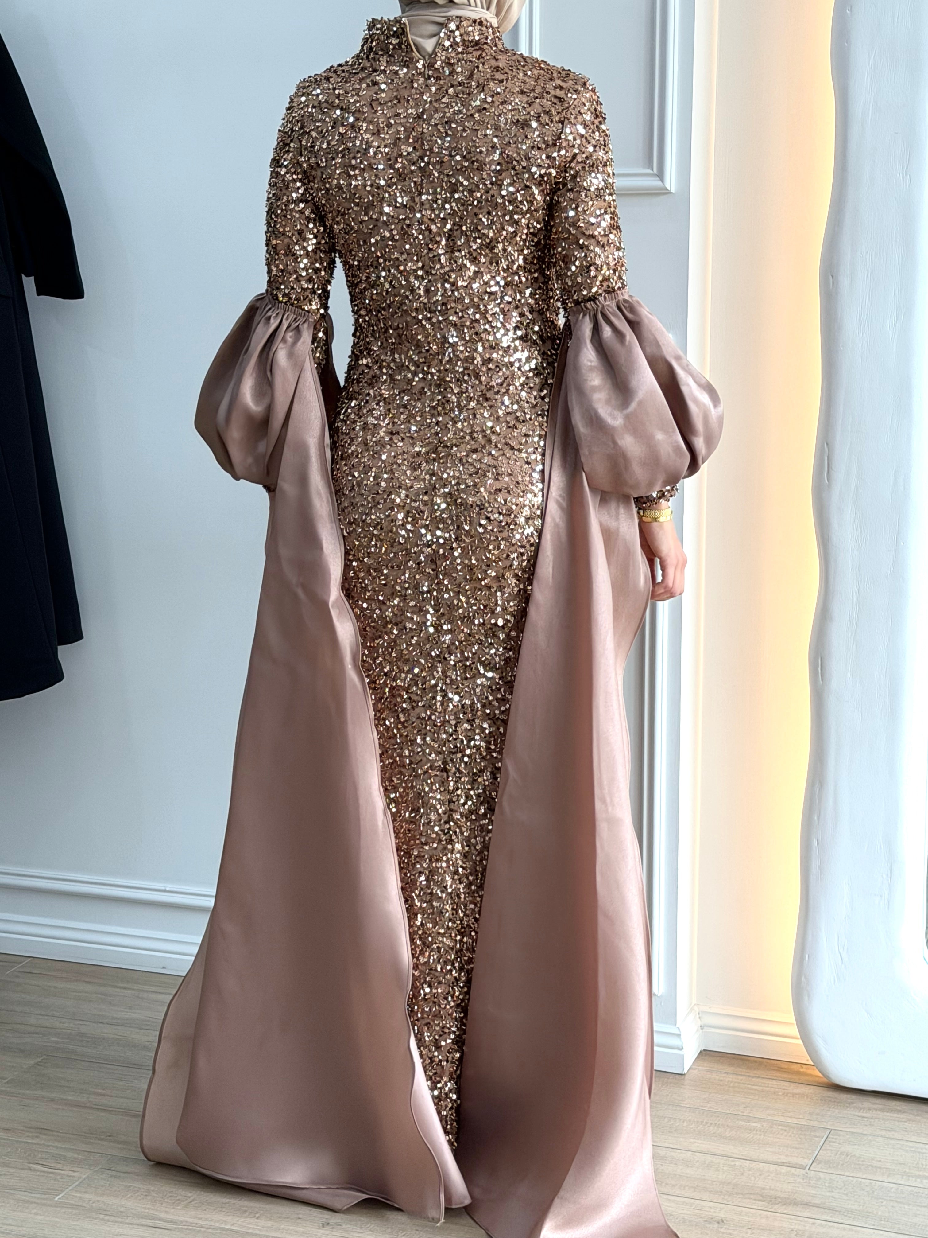 KAYLA SEQUINS DRESS - BRONZE