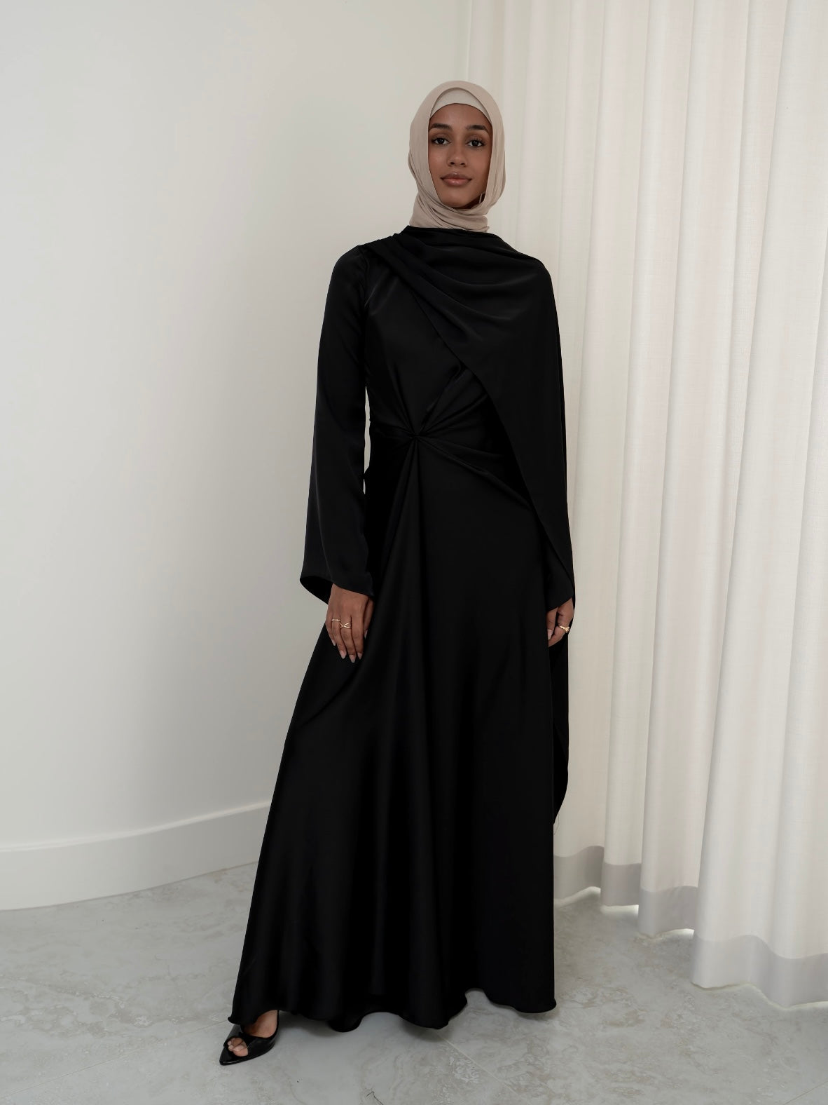 AURORA DRAPE FORMAL DRESS- BLACK