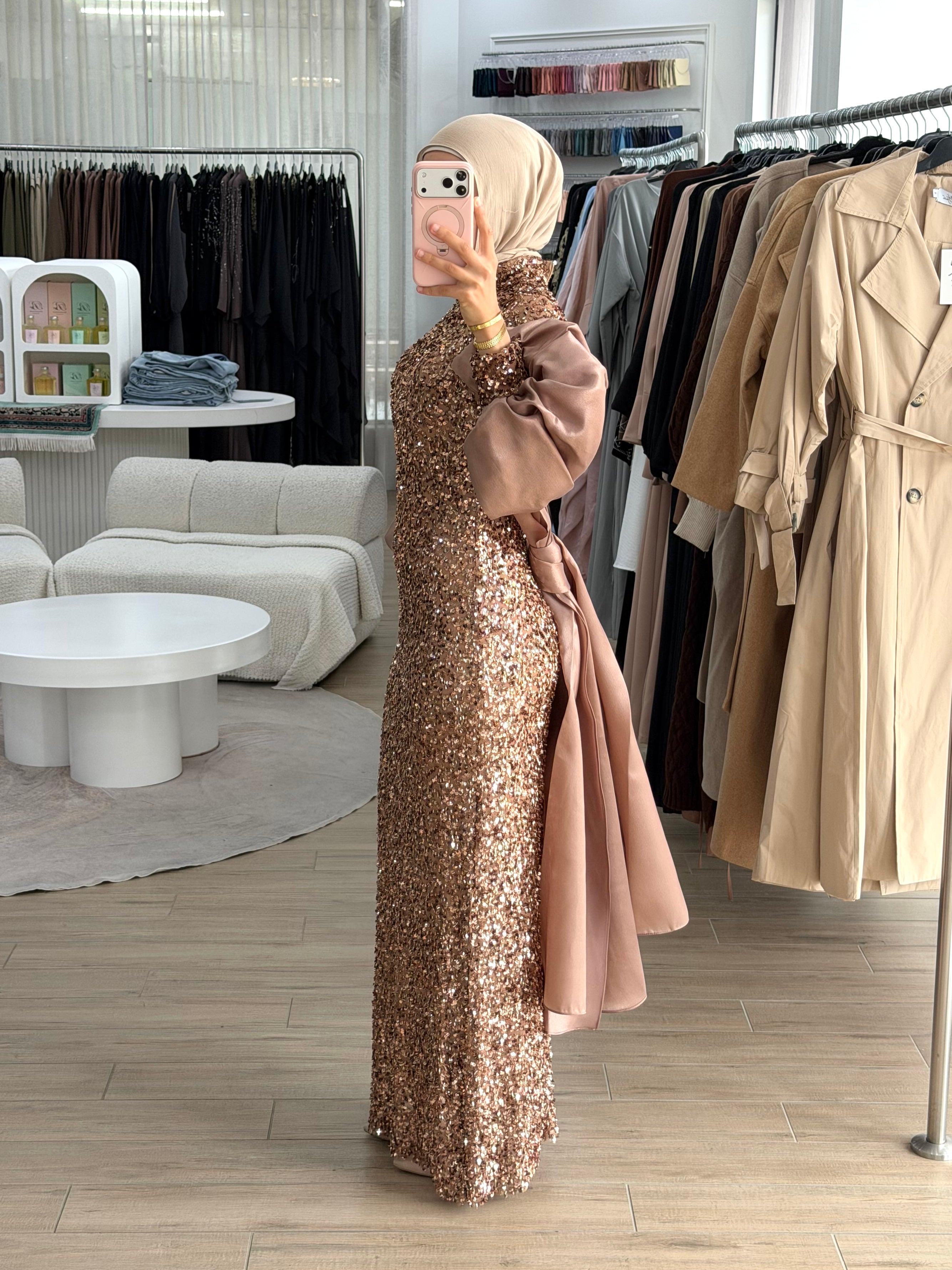 KAYLA SEQUINS DRESS - BRONZE