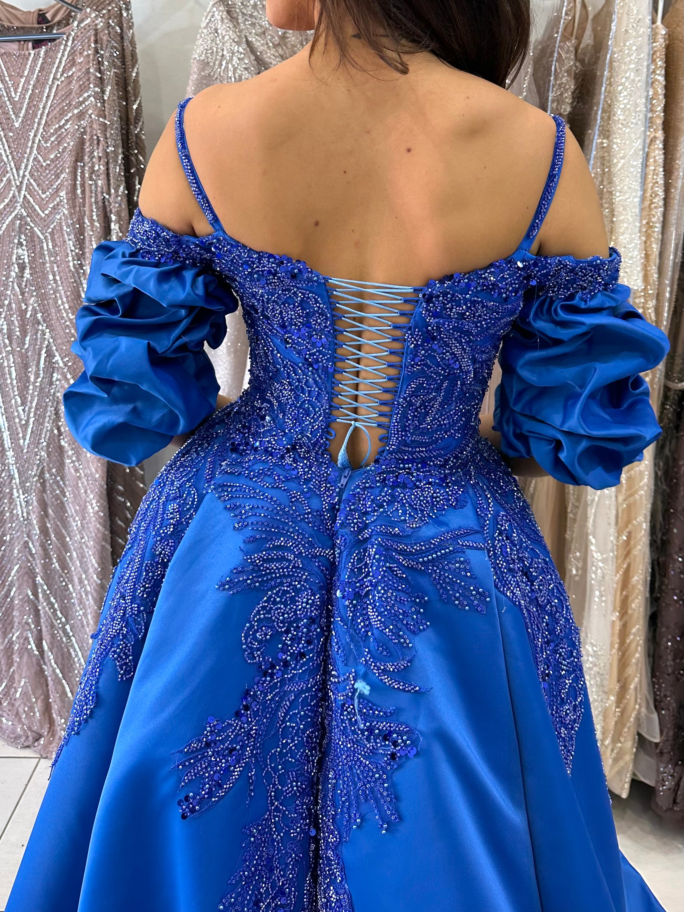 BLUE HIRE BALLGOWN