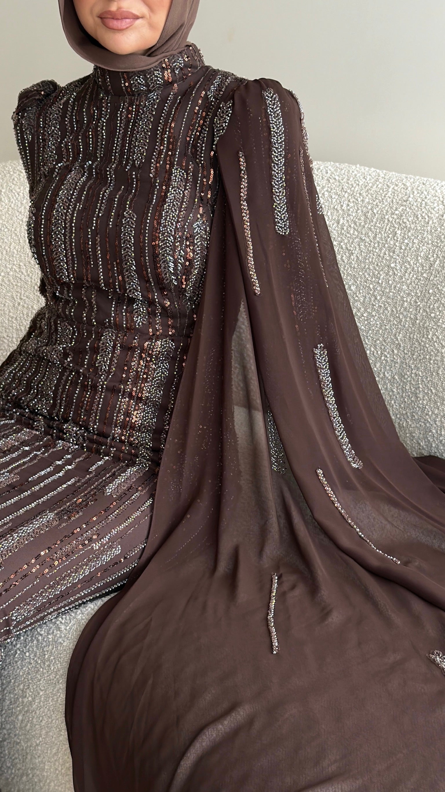 ELLEN SEQUINS DRESS- ESPRESSO