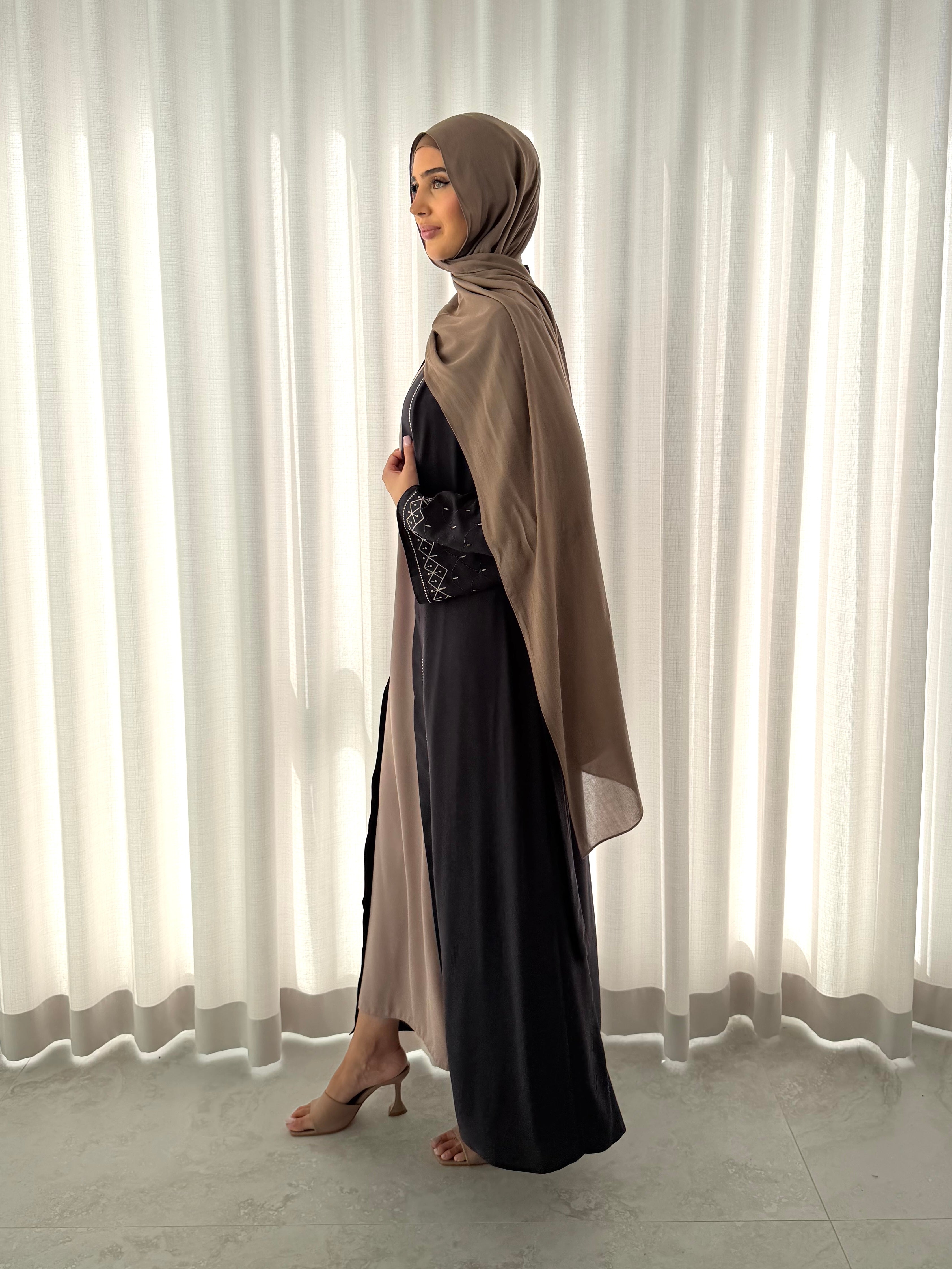 SAFINA OPEN ABAYA- GREY