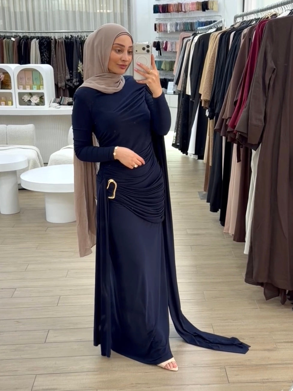 LUXE DRAPE FORMAL DRESS- NAVY