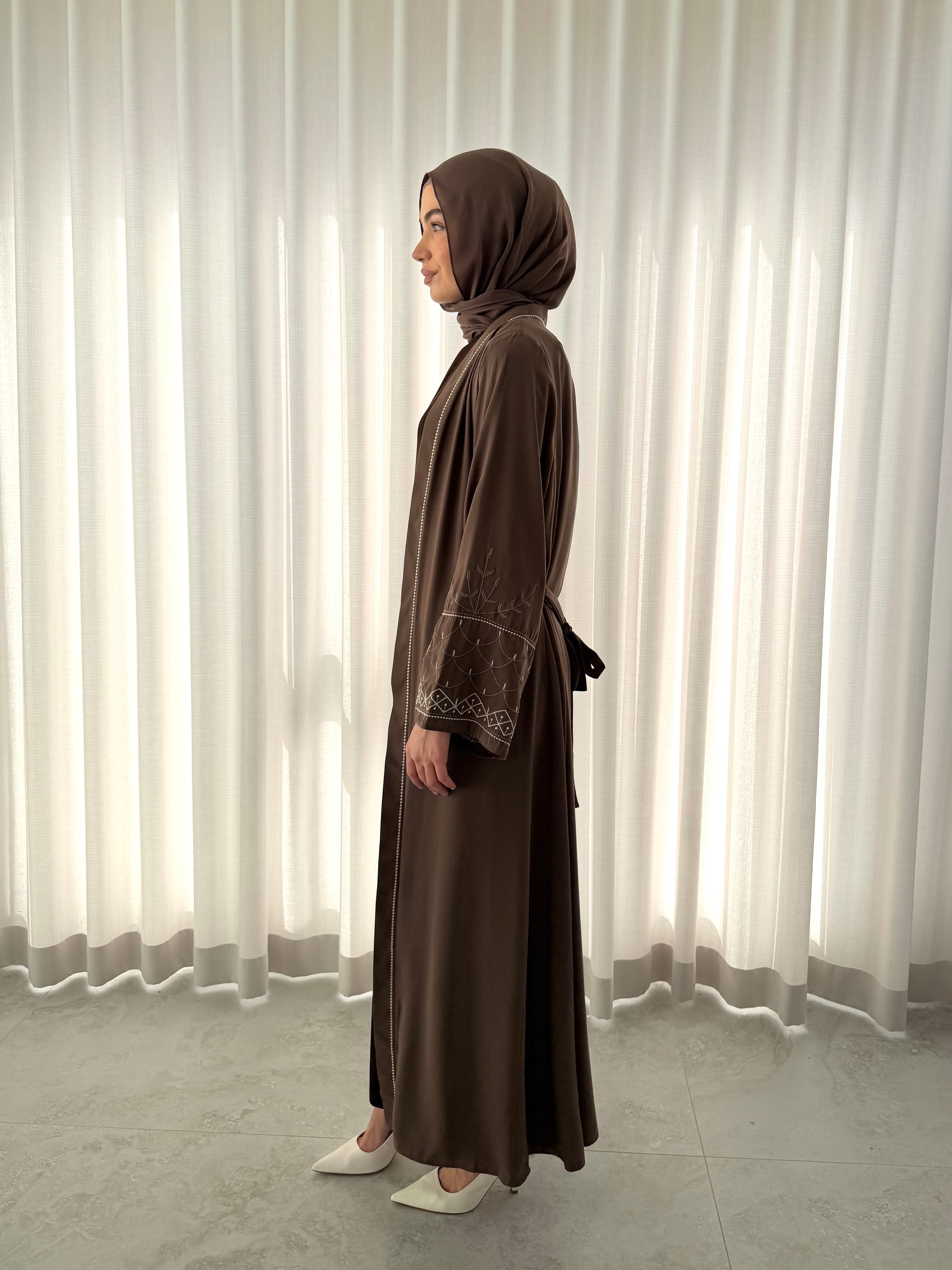 SAFINA OPEN ABAYA-CHOCOLATE