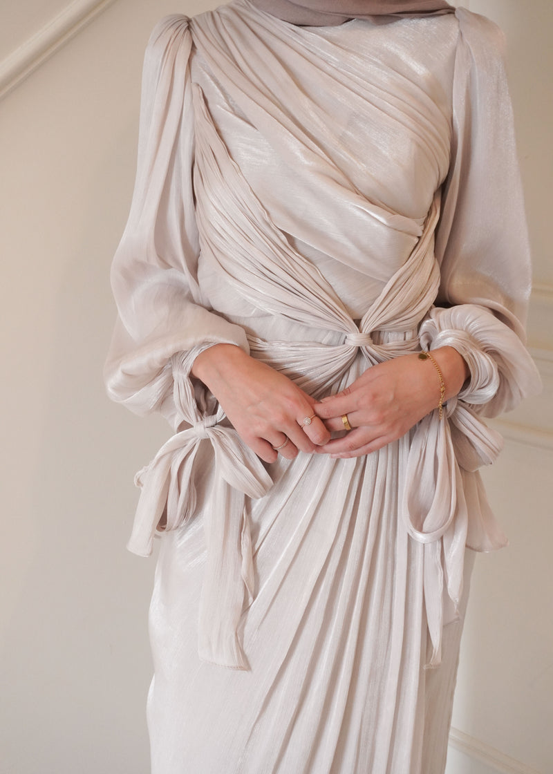 MARIAM SHIMMER DRESS- STONE