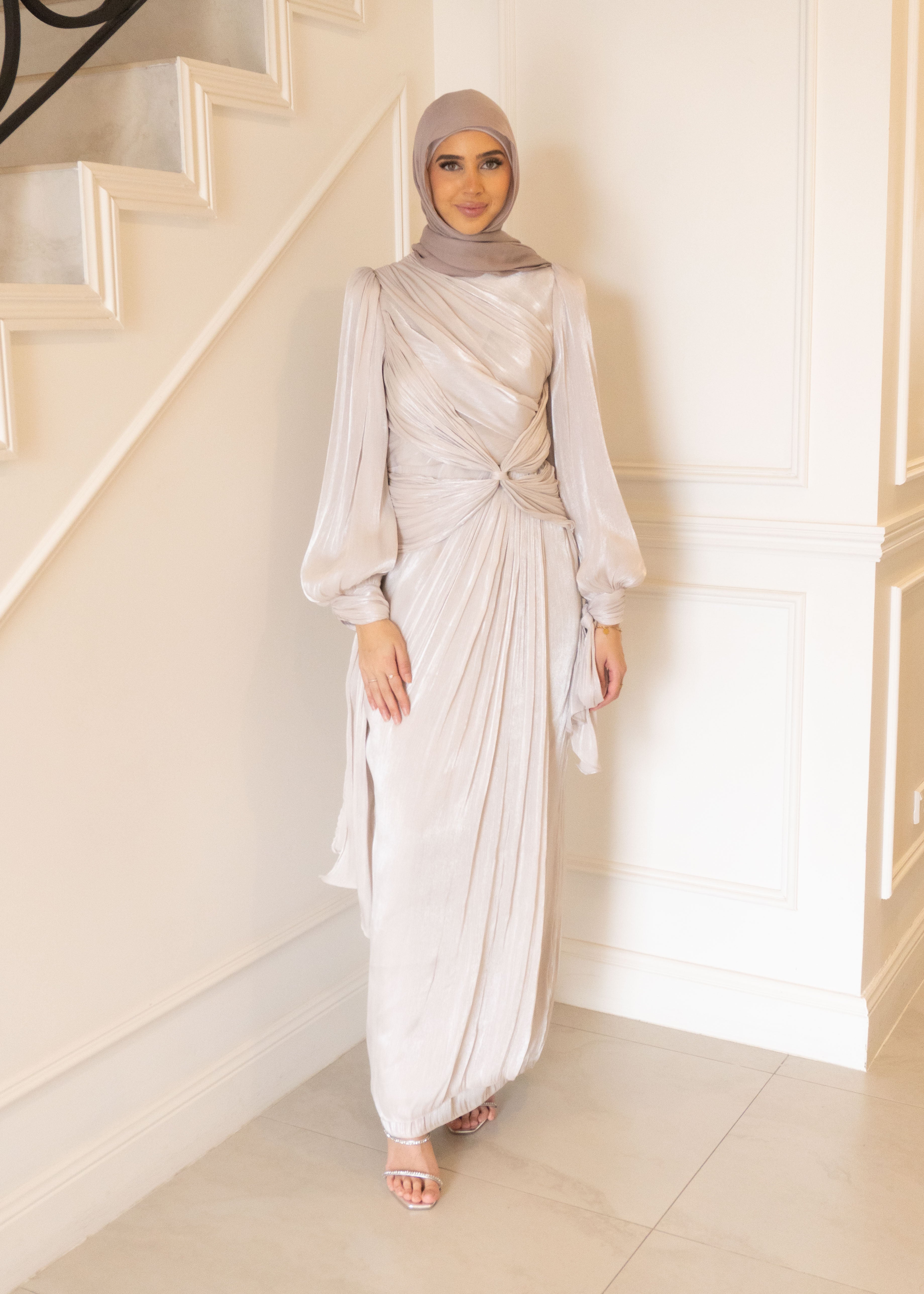 MARIAM SHIMMER DRESS- STONE