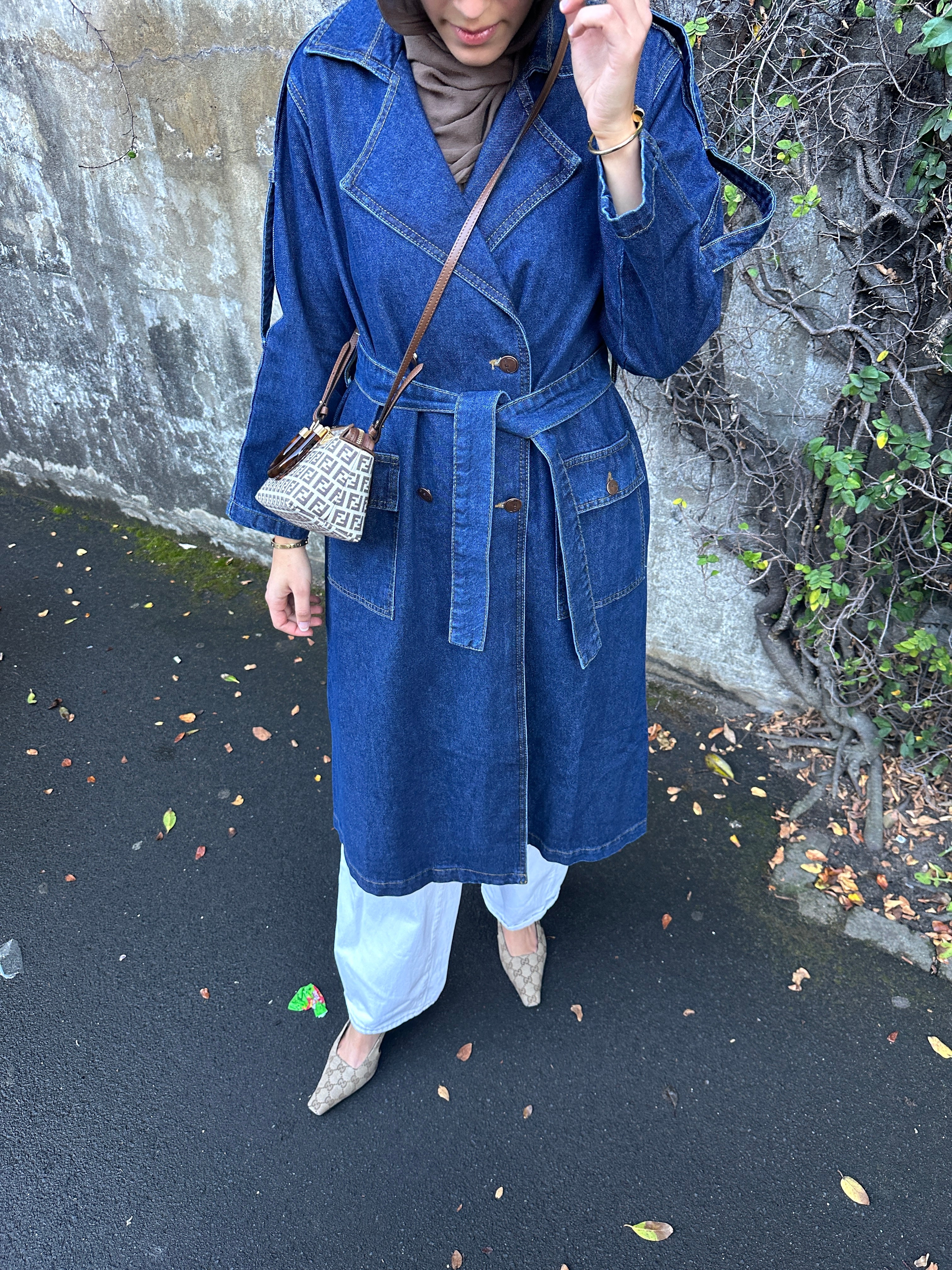 Lightweight trench coat with detachable waist tie long sleeves modest outerwear