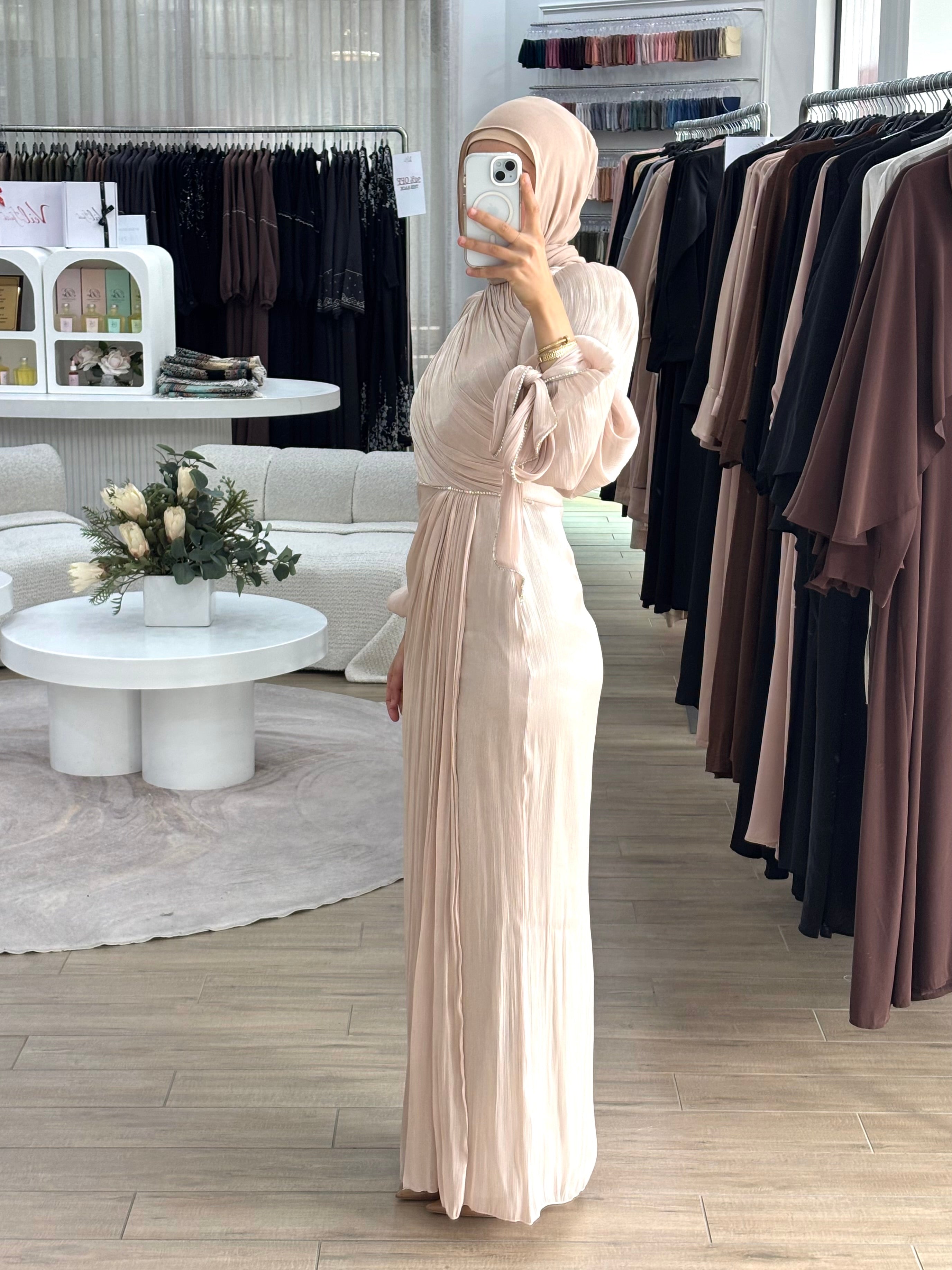 DIAMANTÉ RUCHED FORMAL DRESS- BLUSH