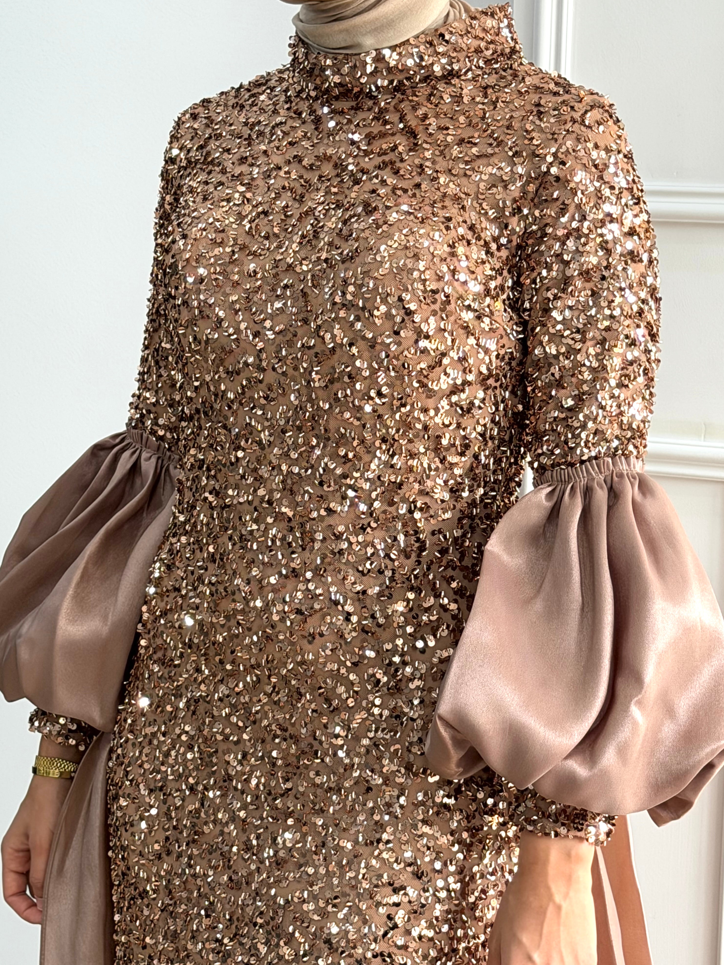 KAYLA SEQUINS DRESS - BRONZE