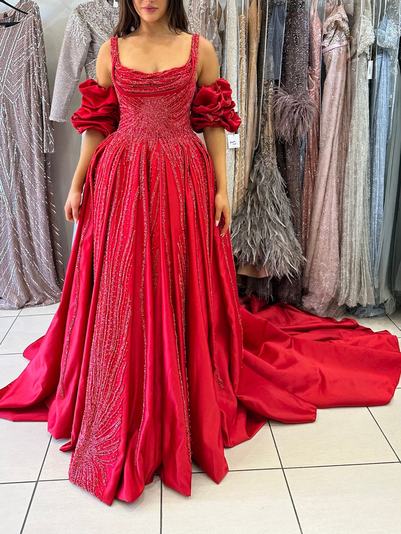 RED HIRE BALLGOWN