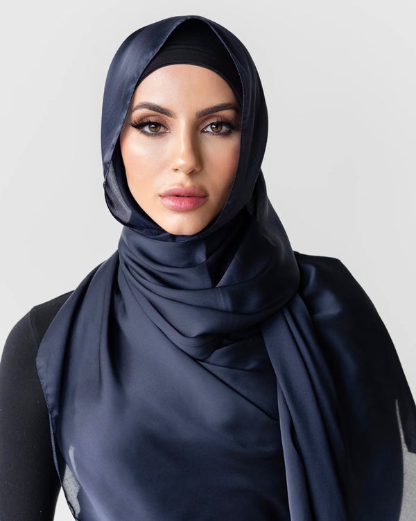 SILK LOOK DARK BLUE SCARF