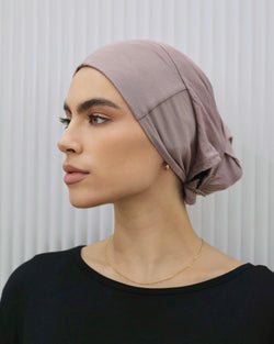 TIE BACK CAP- DUSTY MAUVE