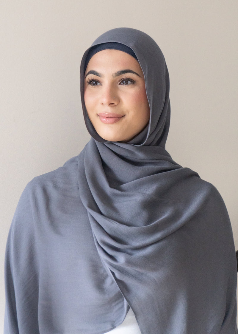 MODAL BLUE POPPY HIJAB + COTTON CAP SET