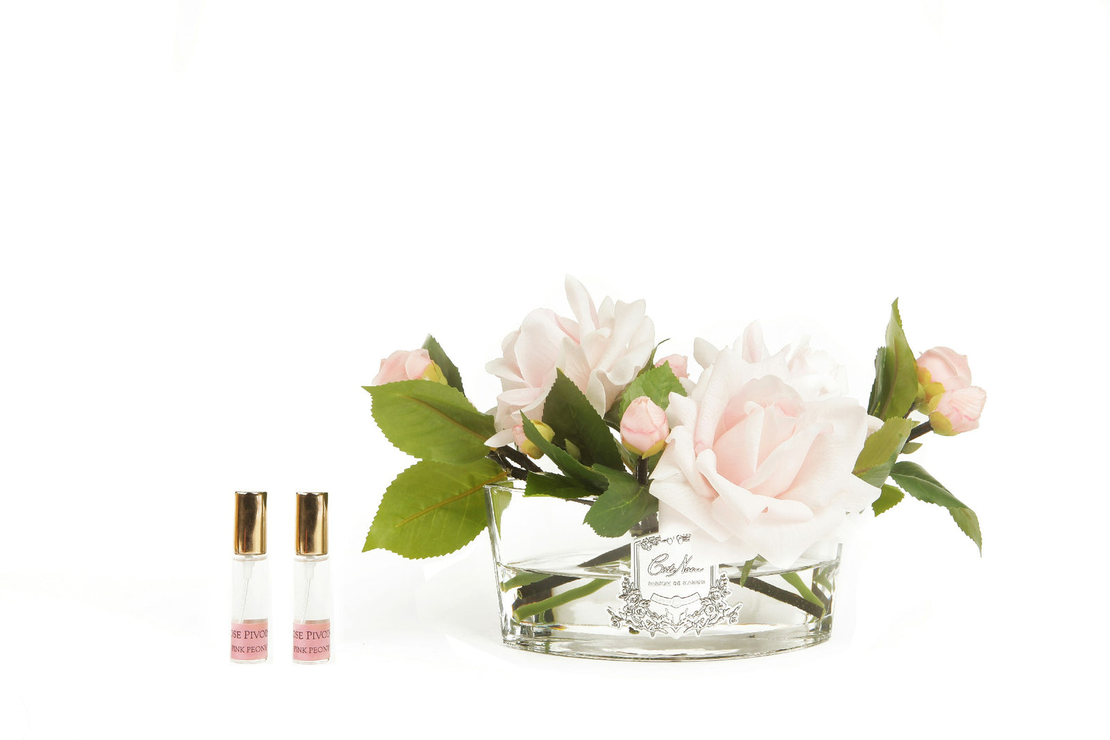 COTE NOIRE - GRAND ROSE BUD BOUQUET CLEAR GLASS BLUSH