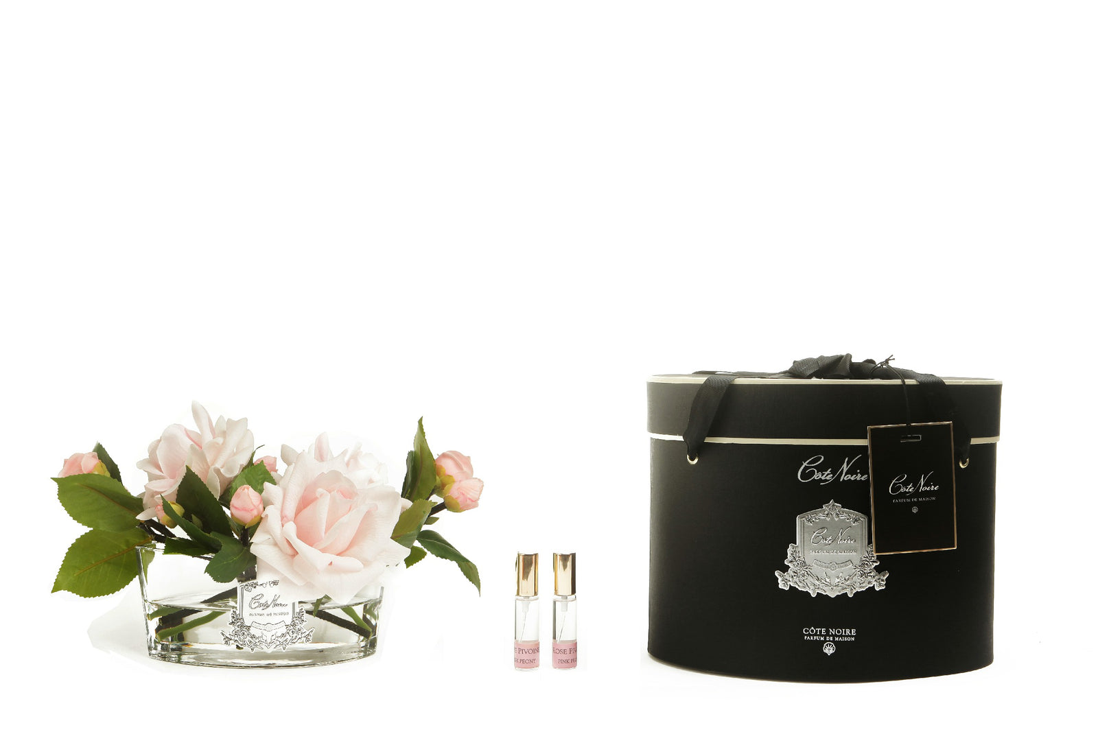 COTE NOIRE - GRAND ROSE BUD BOUQUET CLEAR GLASS BLUSH