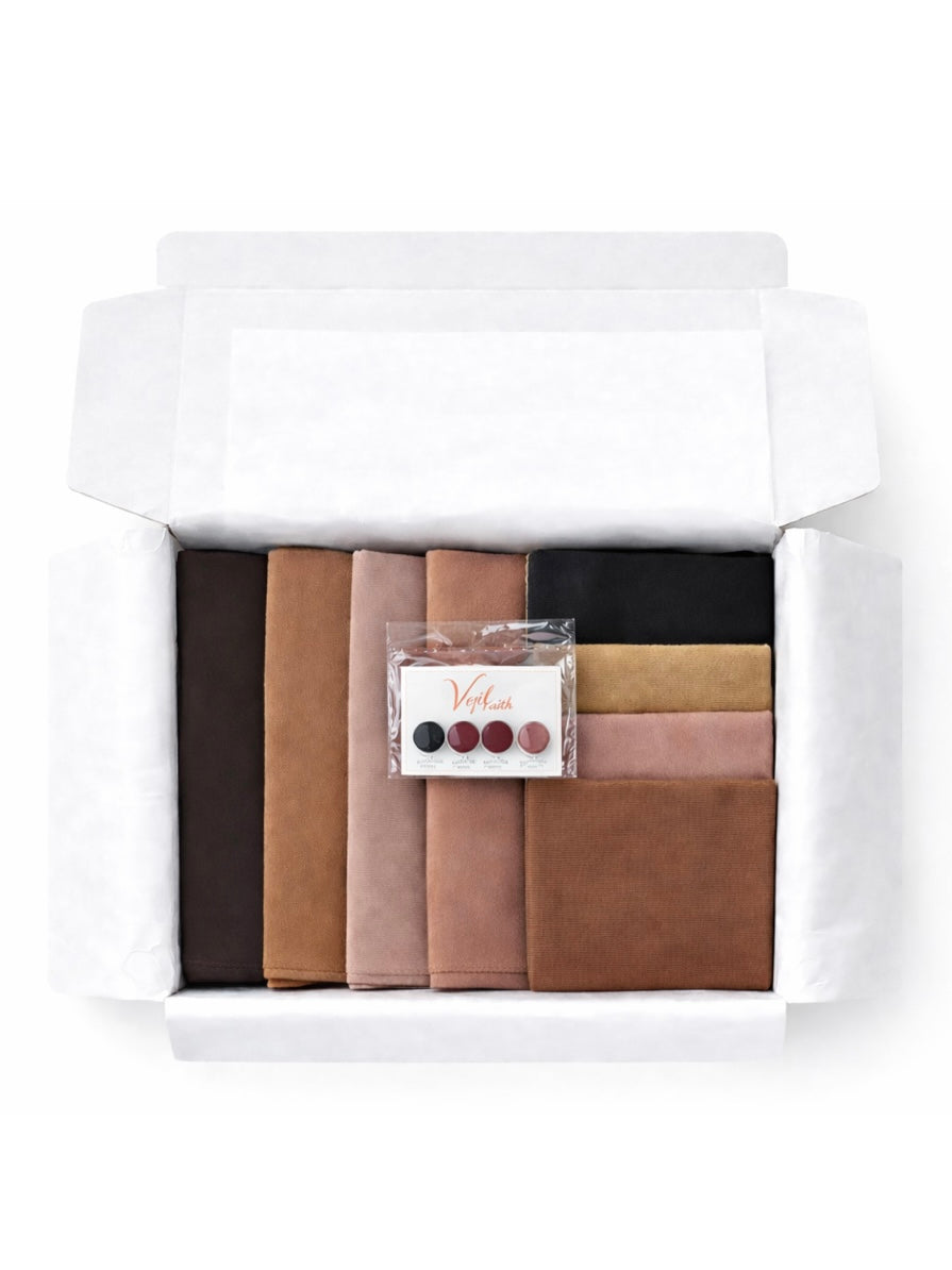 This hijab gift box consists of 4 long crepe hijabs in our beautiful shades complemented with 4 caps and 4 pairs of magnetic pins.