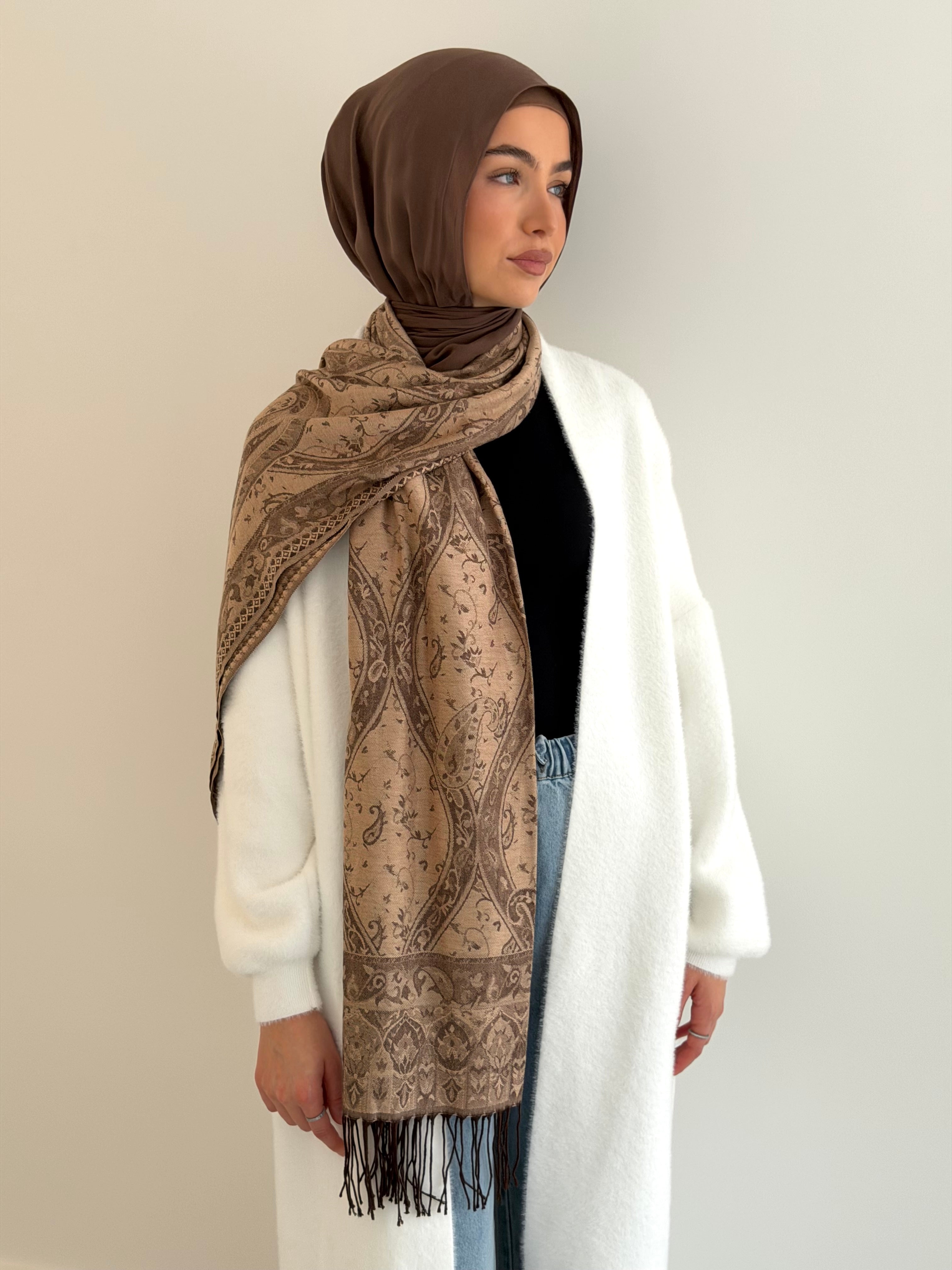 CRAFTED PASHMINA- CHESTNUT