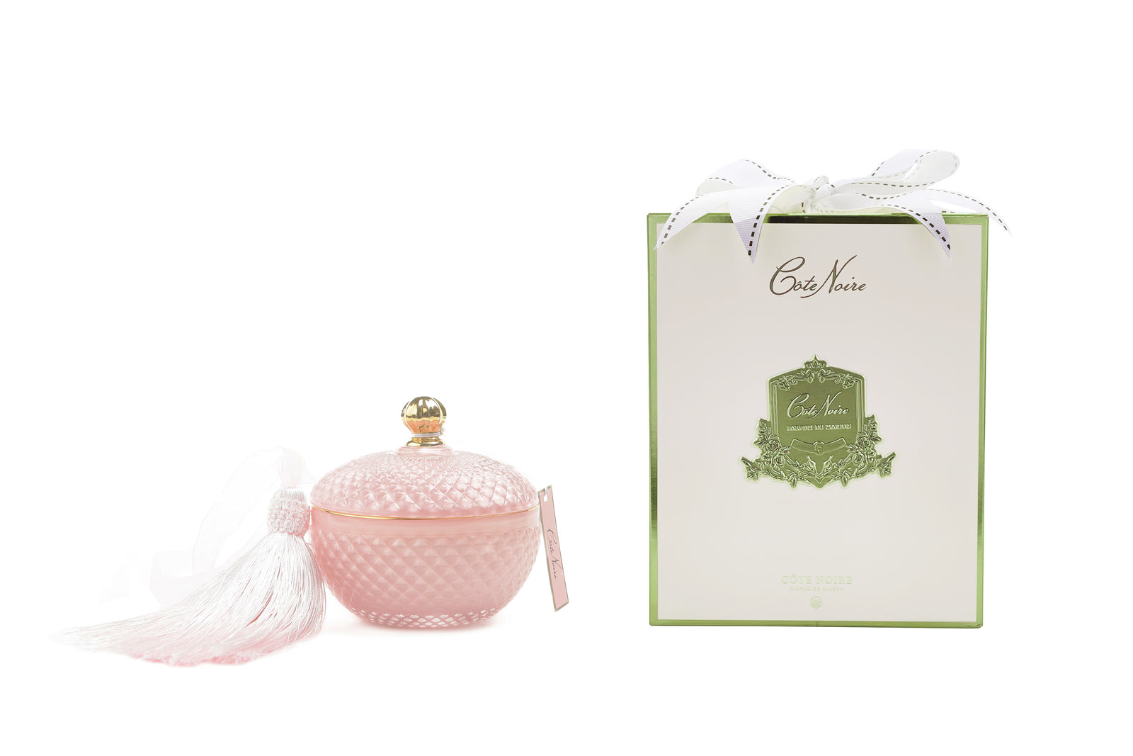 ROUND ART DECO CANDLE - PINK & GOLD - PINK PEONY