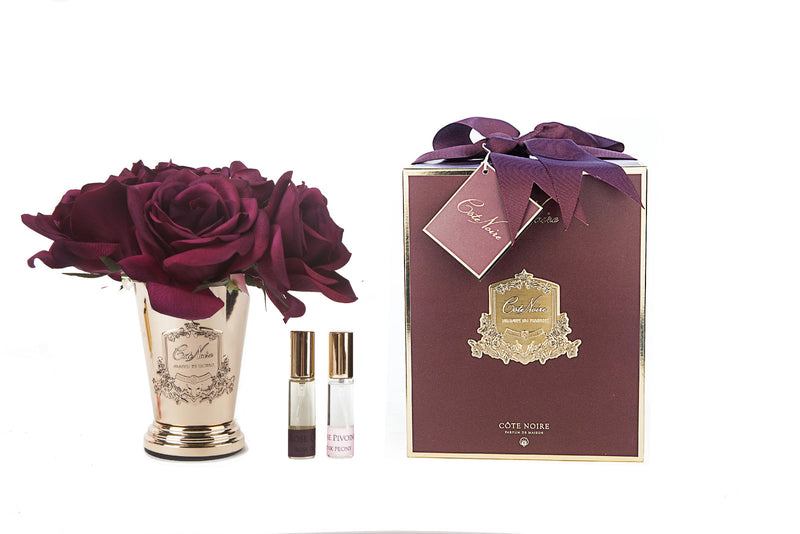 COTE NOIRE - SEVEN ROSE BOUQUET - CARMINE RED - GOLD BADGE