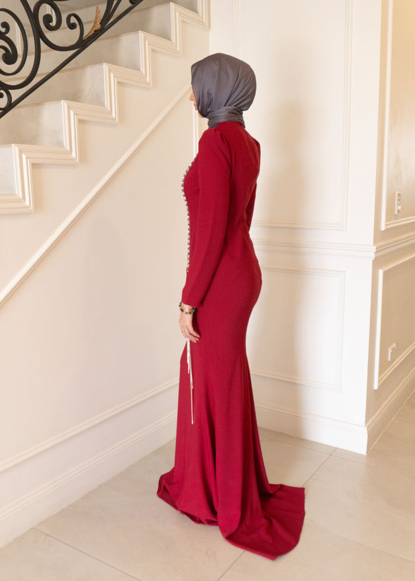 ZARIA FORMAL DRESS- DEEP RED