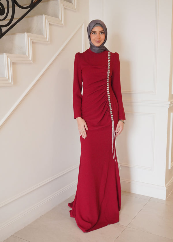 ZARIA FORMAL DRESS- DEEP RED