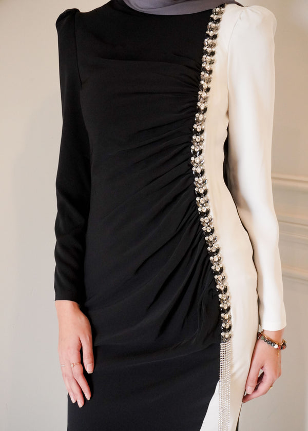 ZARIA FORMAL DRESS- BLACK/WHITE