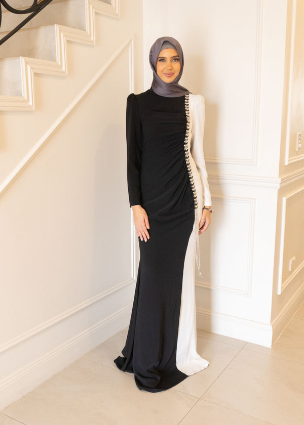 ZARIA FORMAL DRESS- BLACK/WHITE