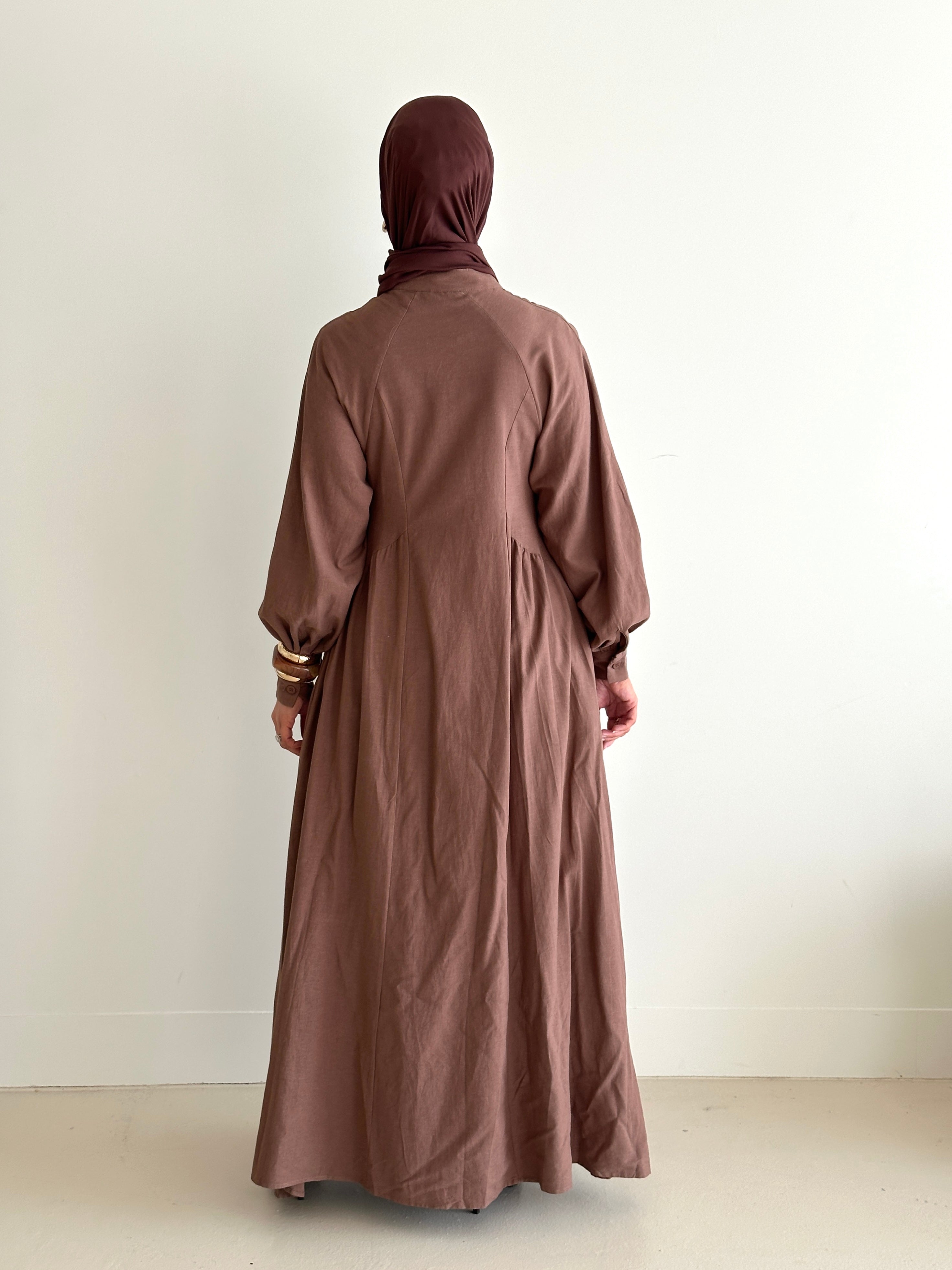 women's maxi full length dress with centre front buttons and long sleeve, spring/summer 