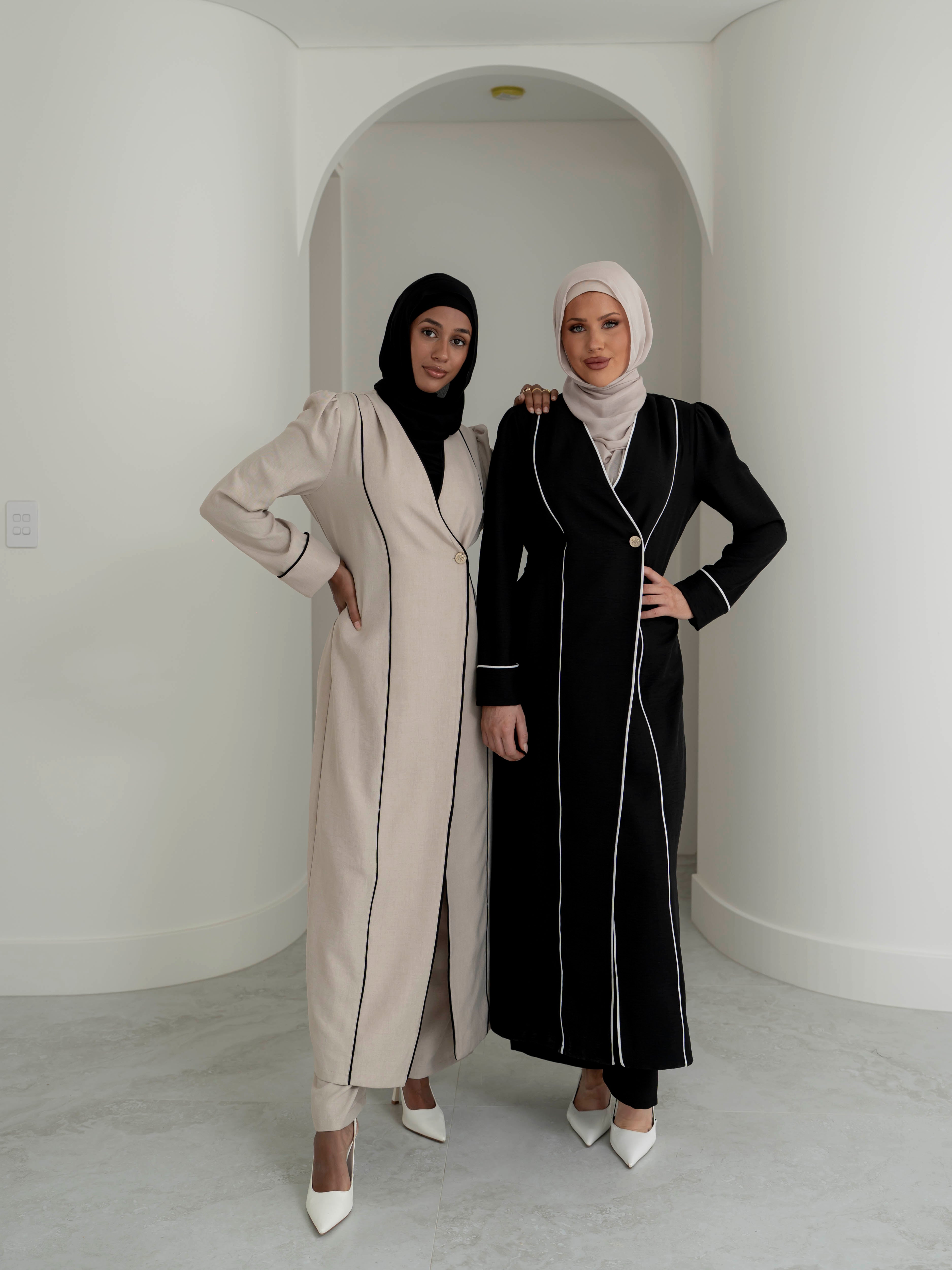 women's 2 piece co-ord matching set includes long sleeve jacket with pant- lightweight and modest 