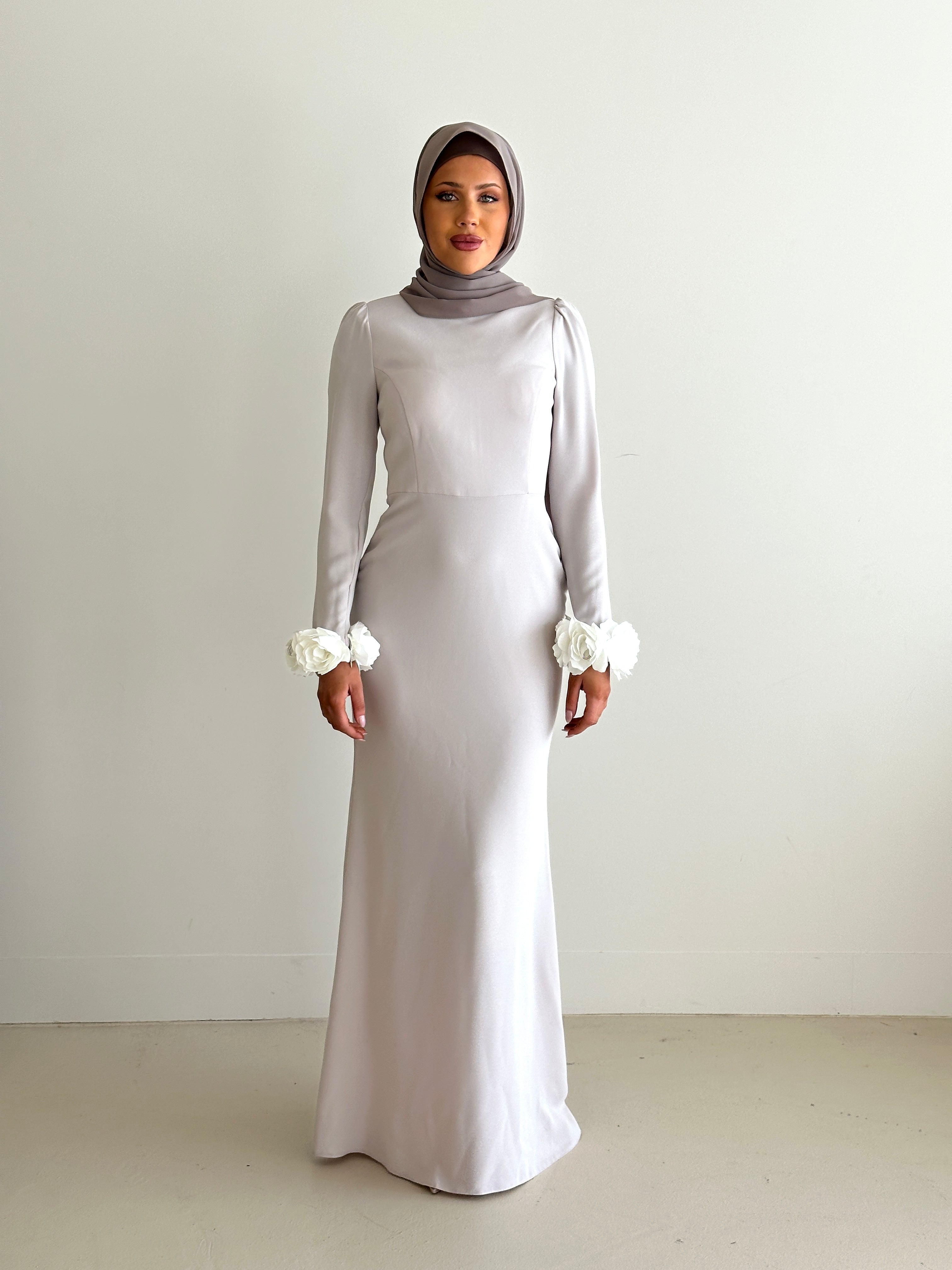 ladies formal dress, chanel inspired, full length, modest dress for occasion wear, hijabi dress