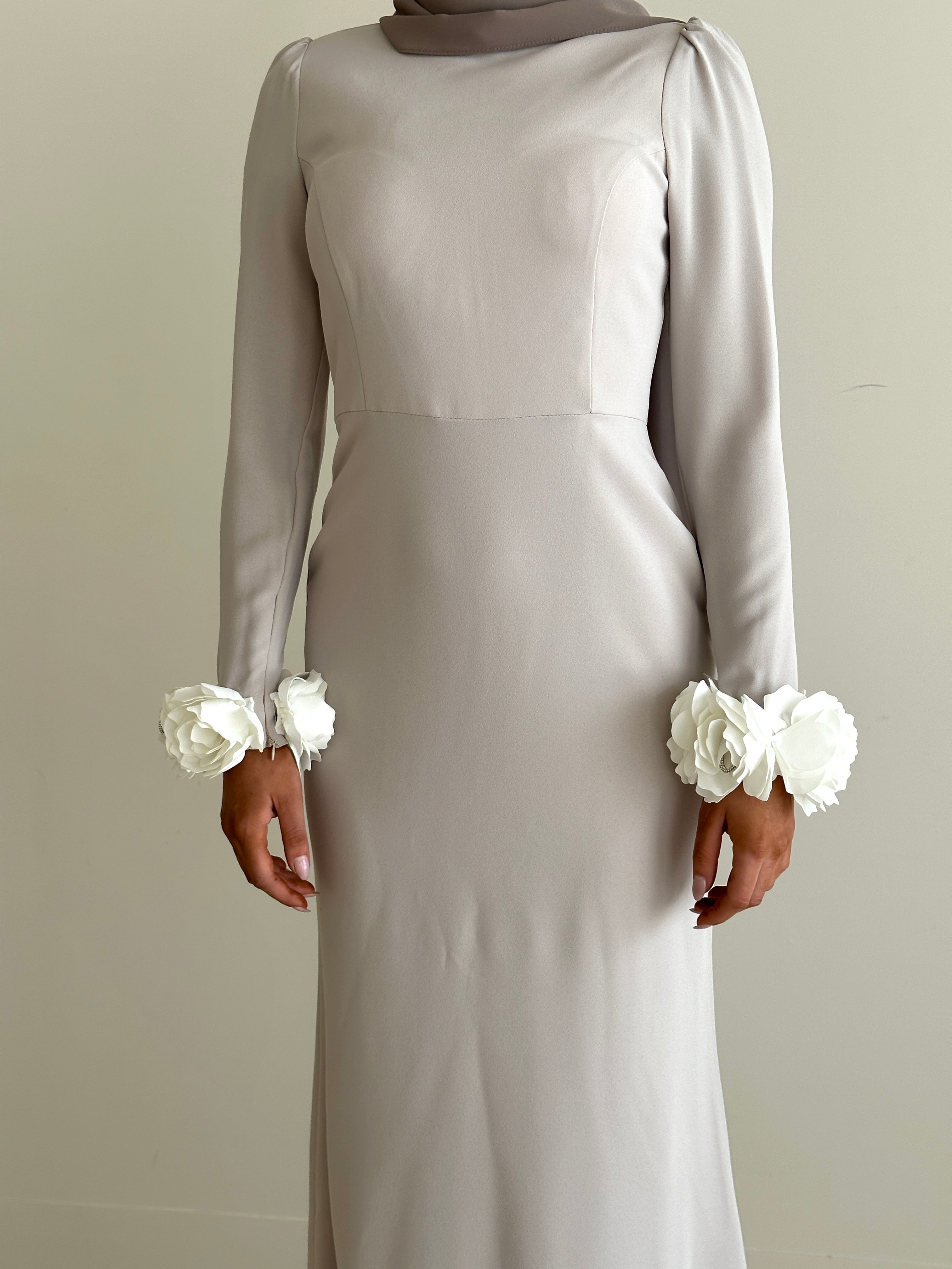 ladies formal dress, chanel inspired, full length, modest dress for occasion wear, hijabi dress