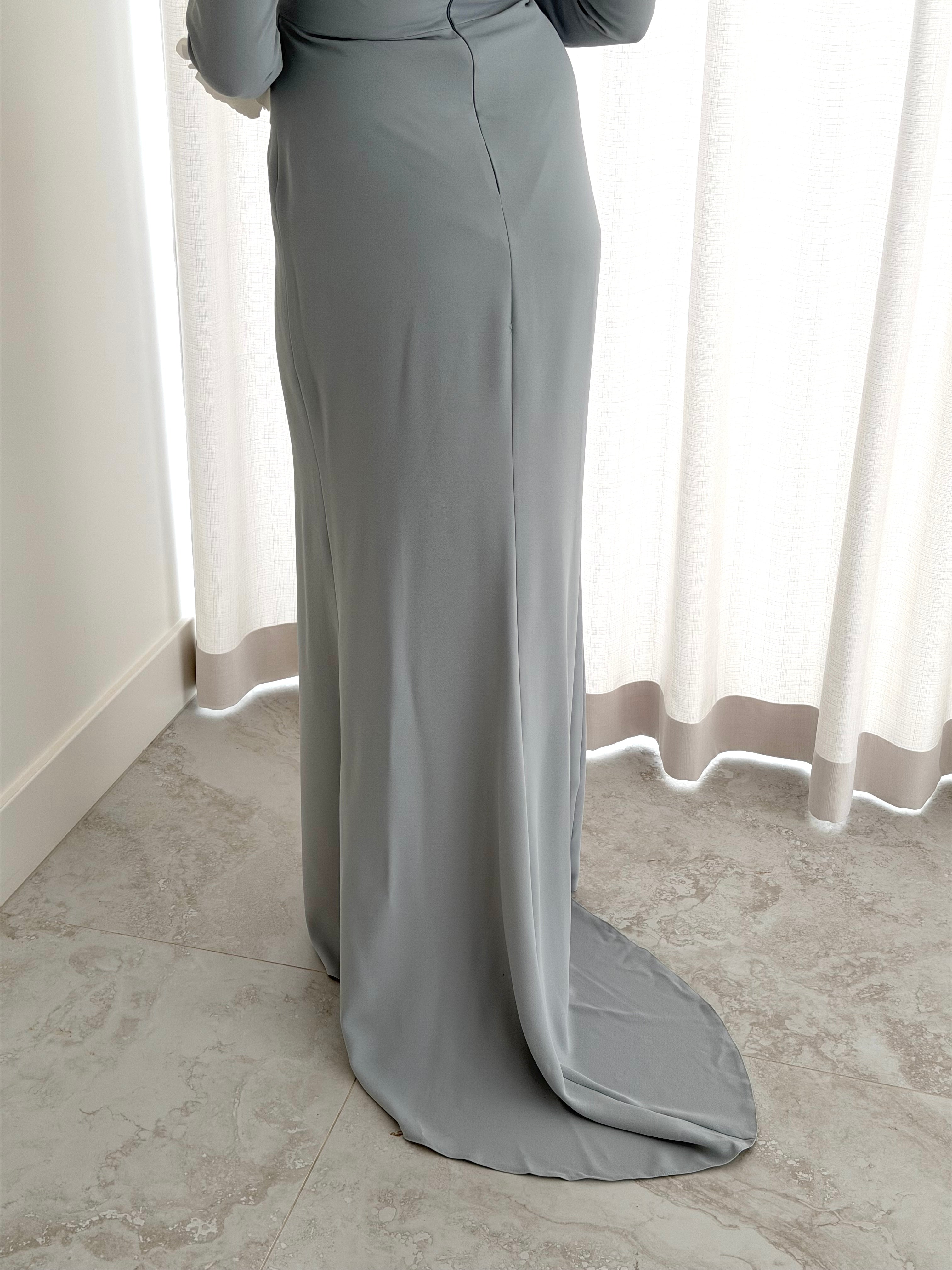 women's formal dress in full length maxi with minimalistic design. simple formal dress suitable for hijab.chanel inspired dress. suitable for wedding guest, nikkah, engagement, prom etc. 