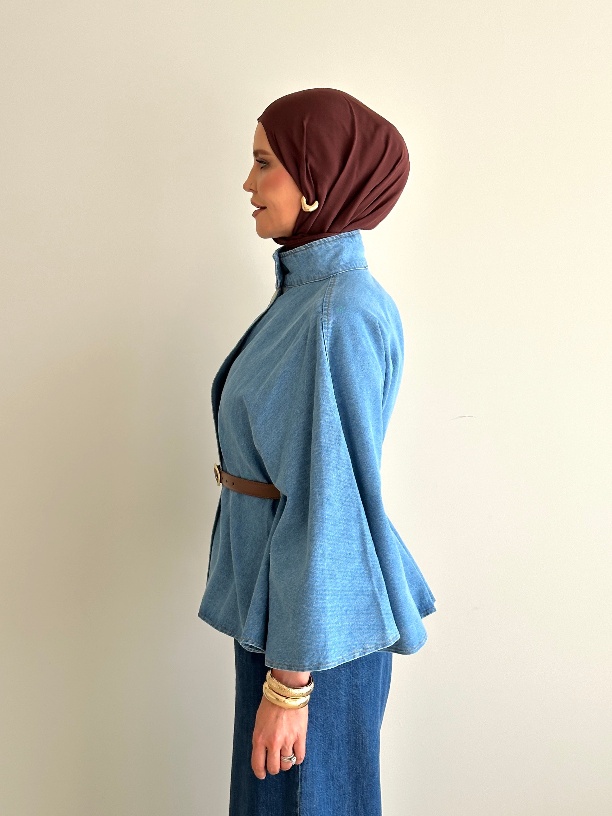ladies denim poncho for spring/summer