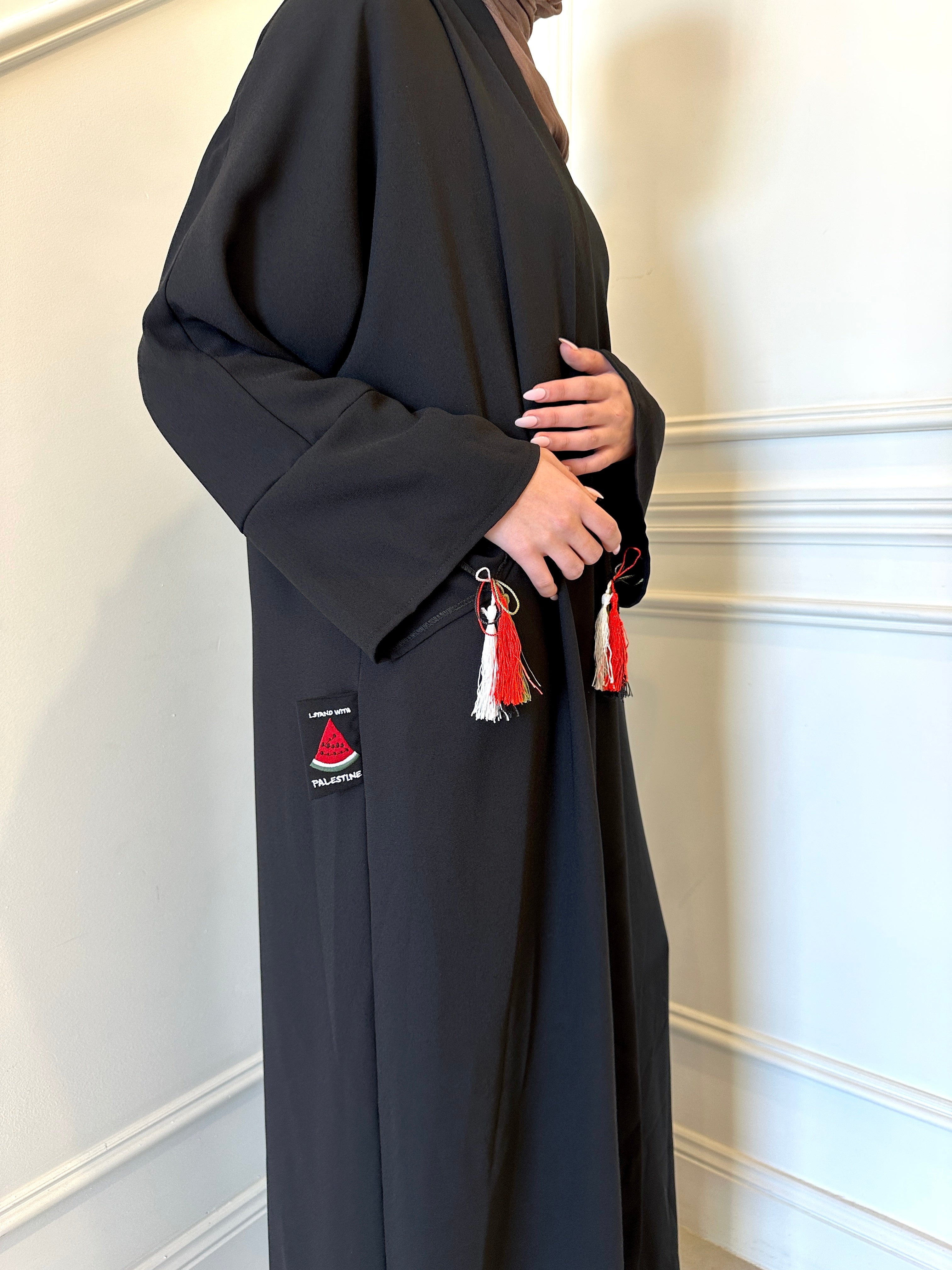 Veil of Faith Garden of Eve Abaya — close up elegant modest abaya with delicate floral design