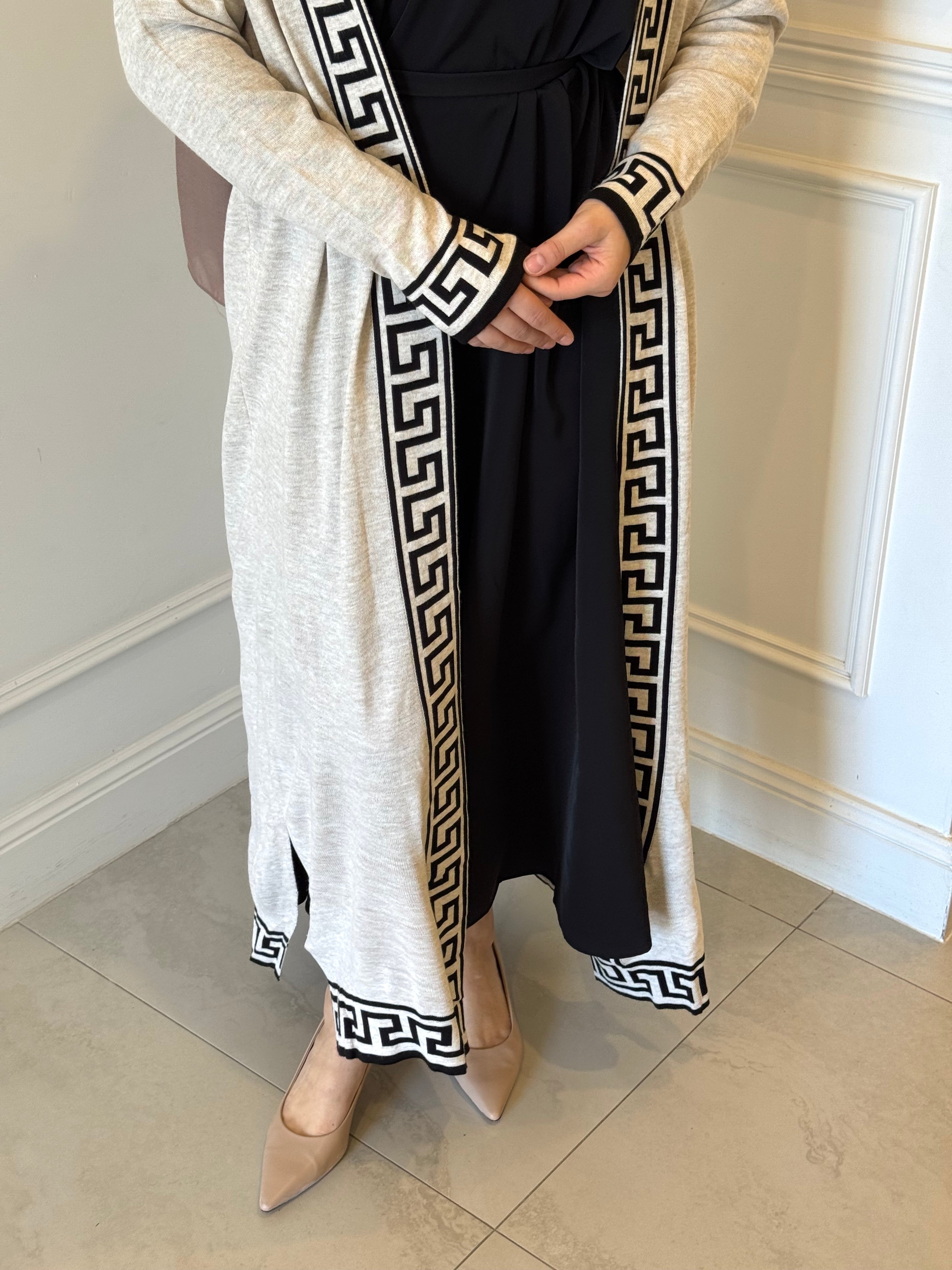 Mosaic Print Cardigan — modest open-front cardigan with colourful mosaic pattern