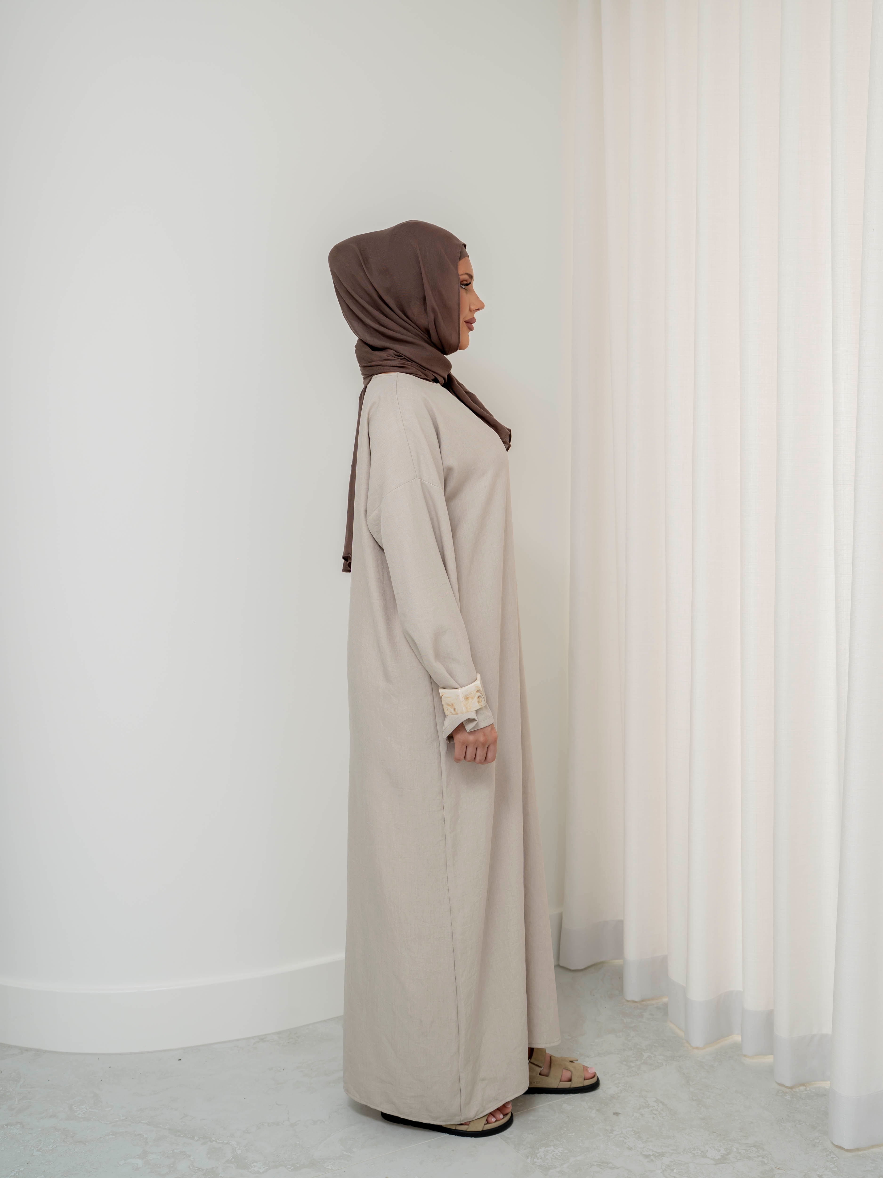 women's modest set, includes maxi full length dress/abaya with wrap around skirt for spring summer fashion