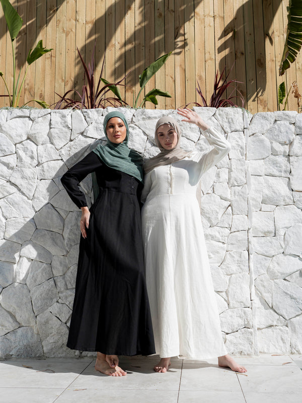 Rhianna Linen Maxi Dress – breathable Black Friday modest wear in Australia