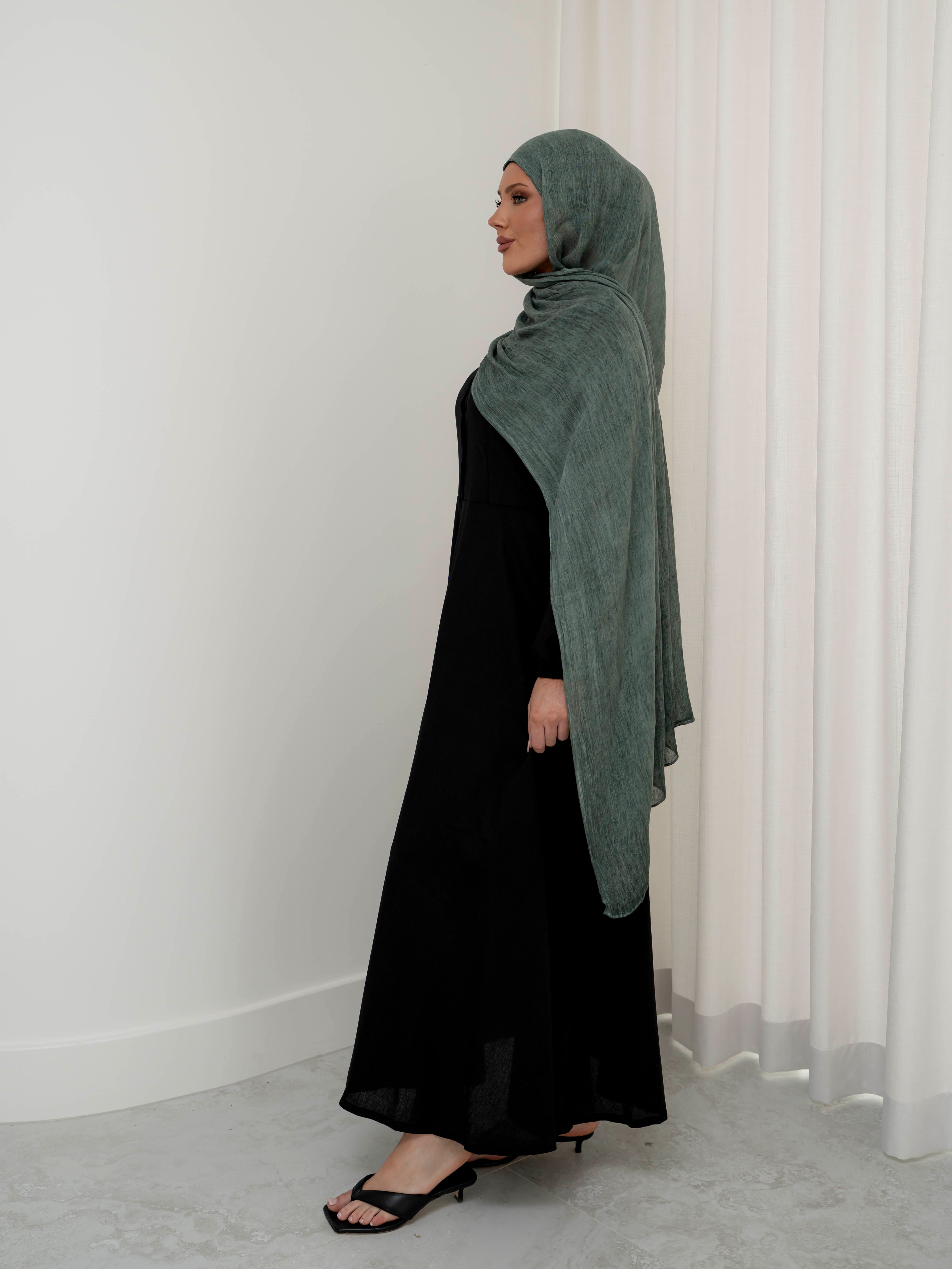 womens full length maxi linen dress in black for spring summer, modest, lightweight and long sleeve