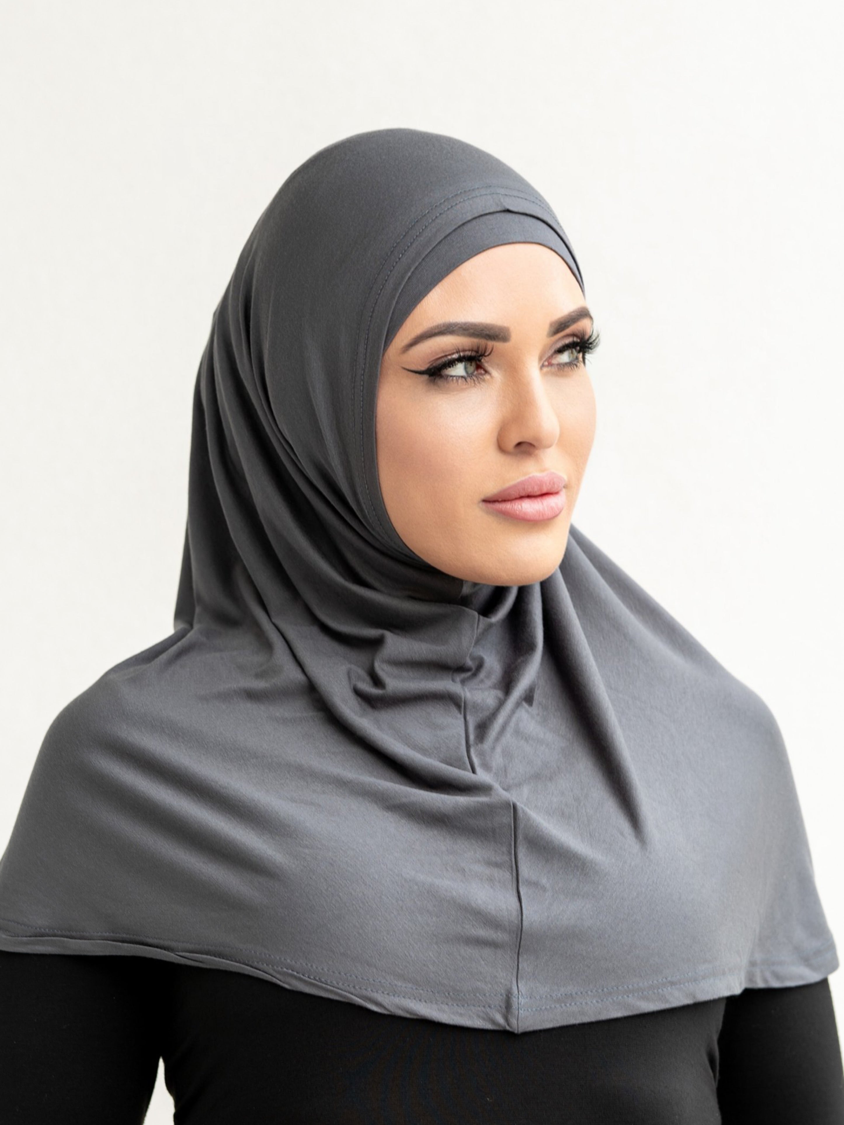 2 PIECE COTTON HIJAB- GREY