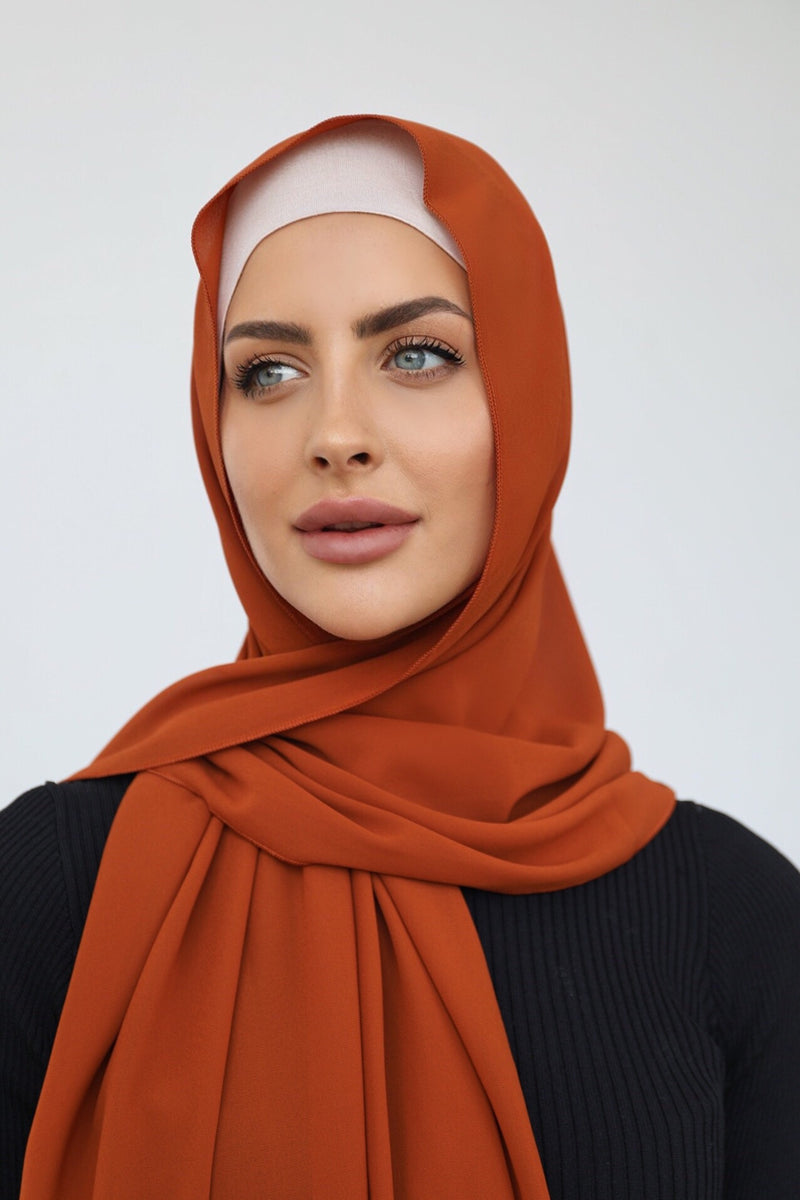 BURNT ORANGE CREPE SCARF