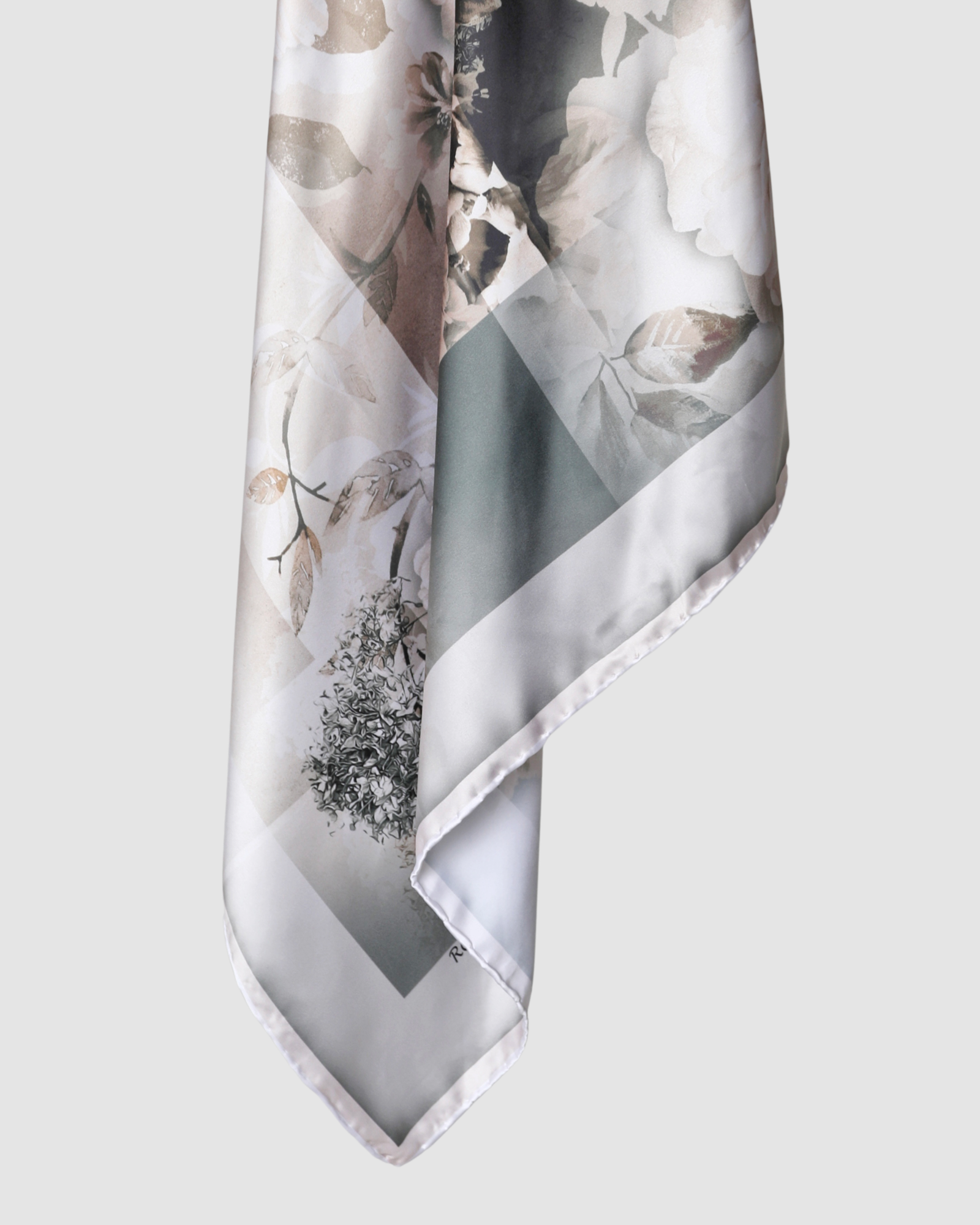 Floral silk square hijab 110cm x 110cm smooth lightweight modest fashion scarf