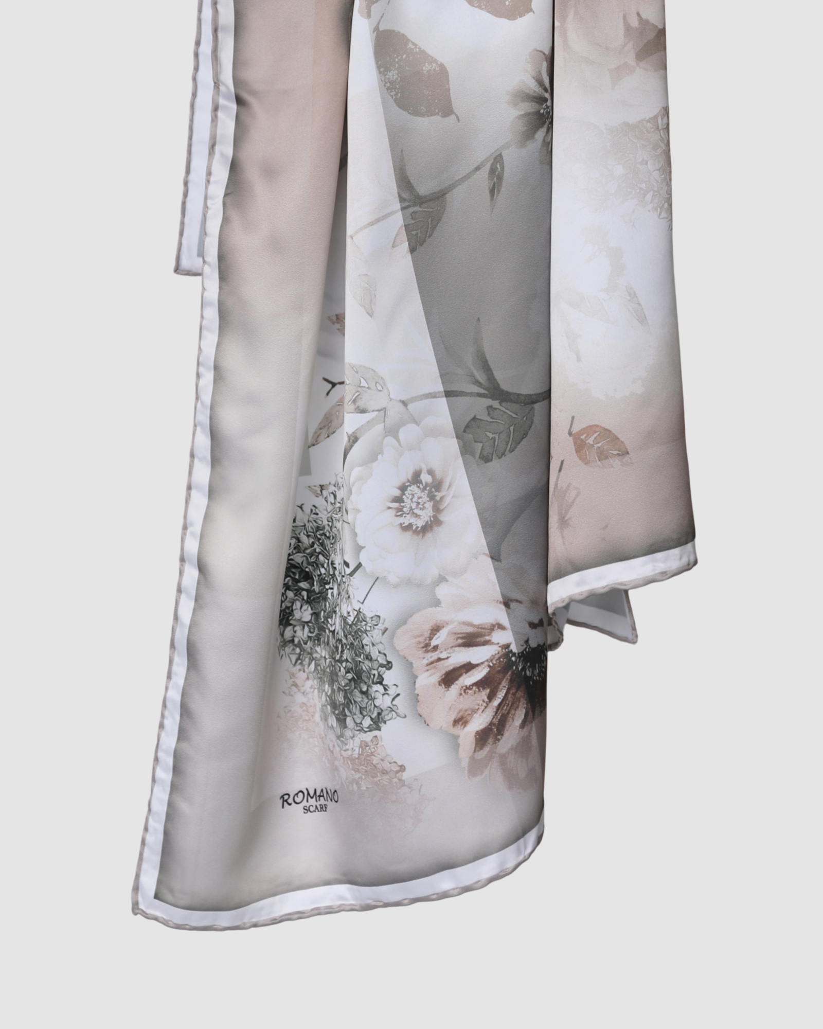 Floral silk square hijab 110cm x 110cm smooth lightweight modest fashion scarf