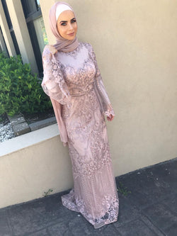PINK THREE QUARTER SLEEVE GOWN